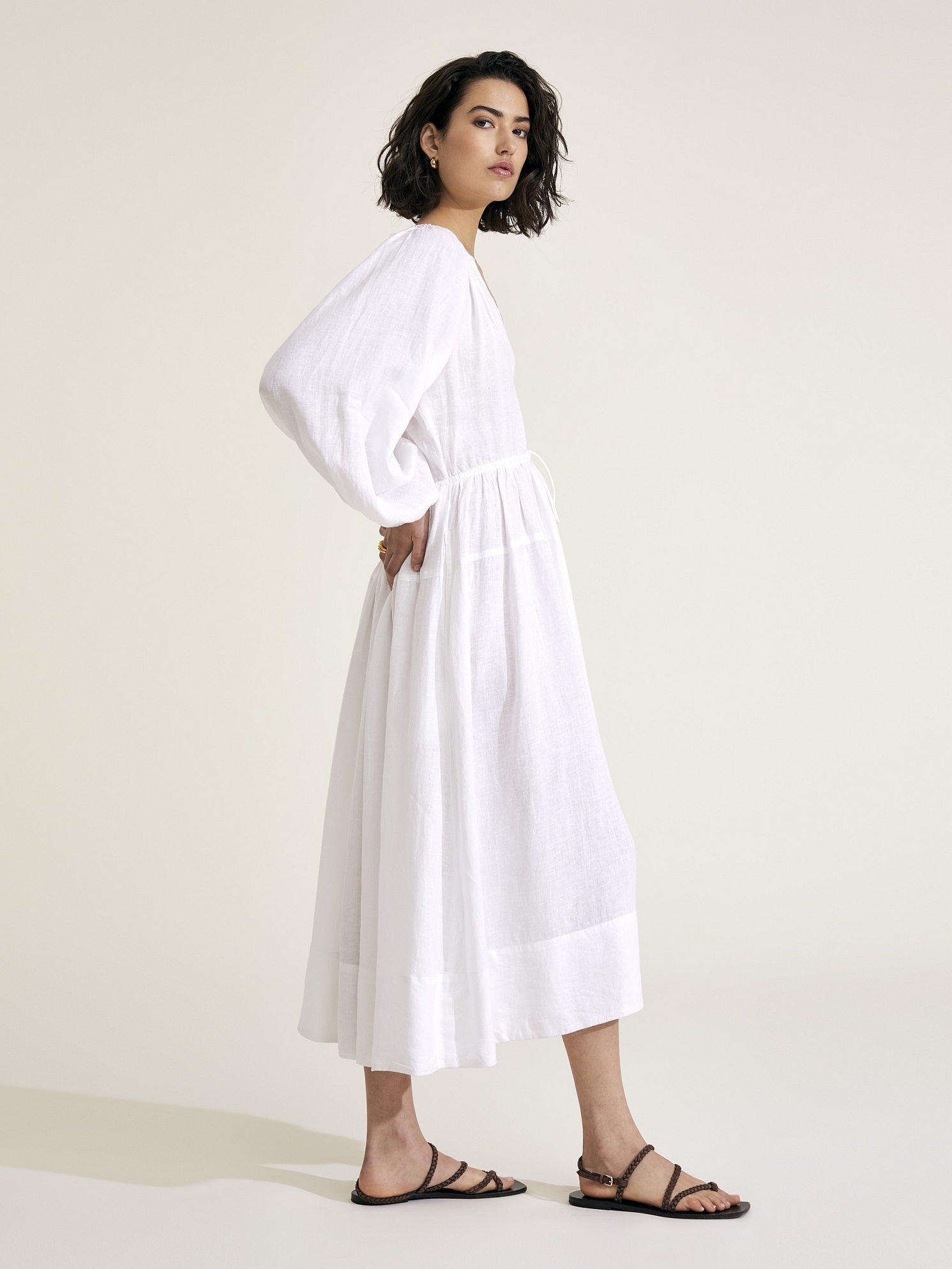 Victorine - White Linen Dress - Mondo Corsini