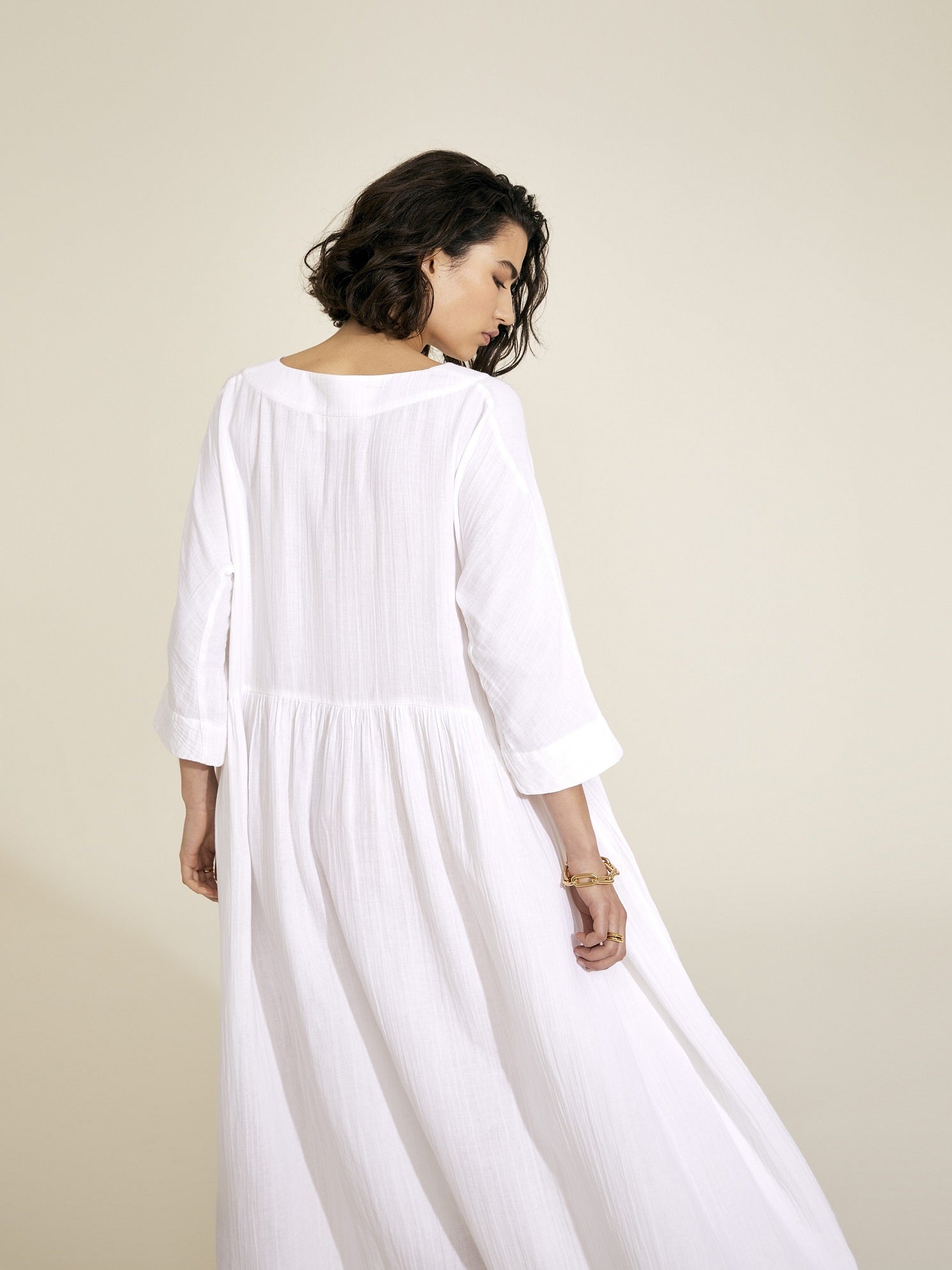 DAPHNE - White Cotton Dress - Mondo Corsini