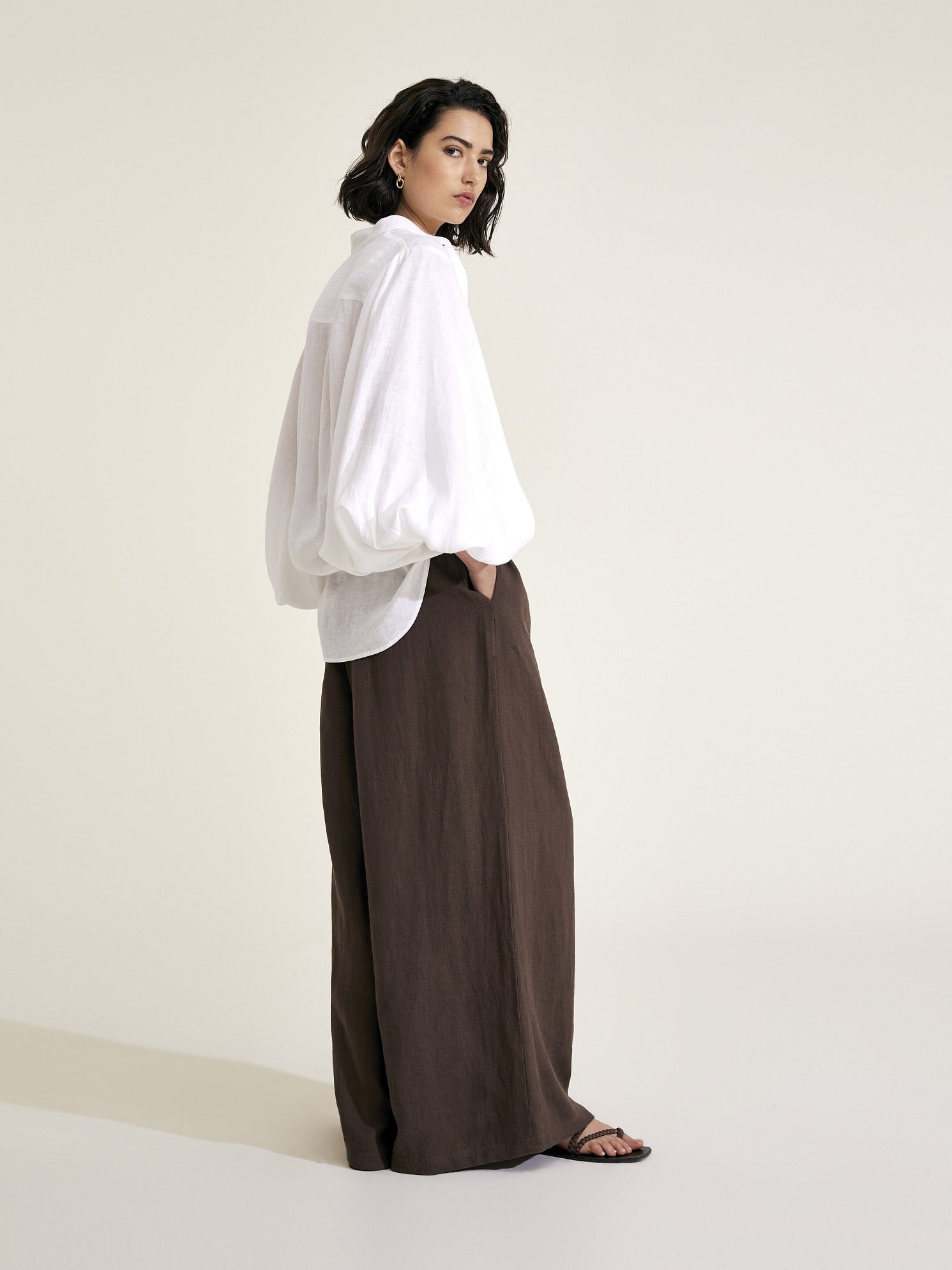 MAIA - White Linen Blouse - Mondo Corsini