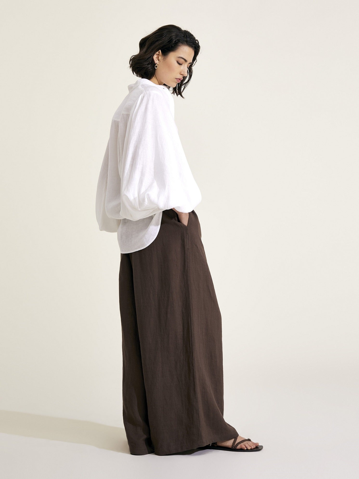 MAIA - White Linen Blouse - Mondo Corsini