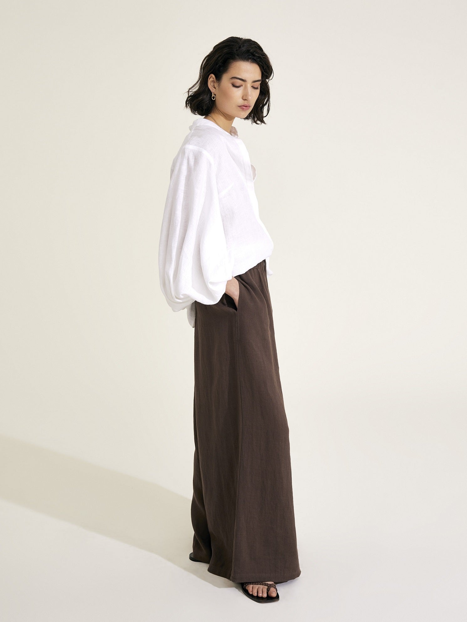MAIA - White Linen Blouse - Mondo Corsini