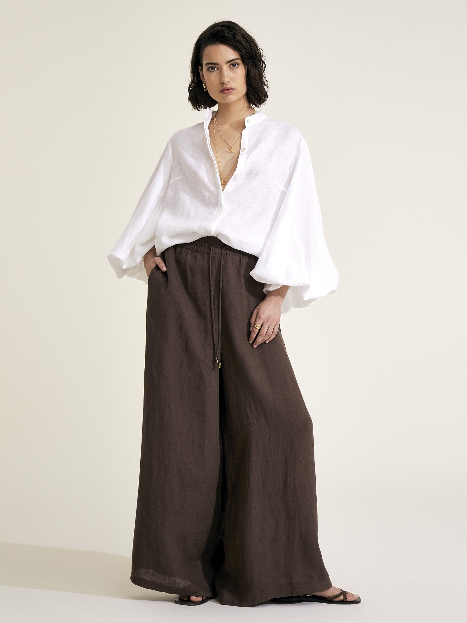 MAIA - White Linen Blouse - Mondo Corsini