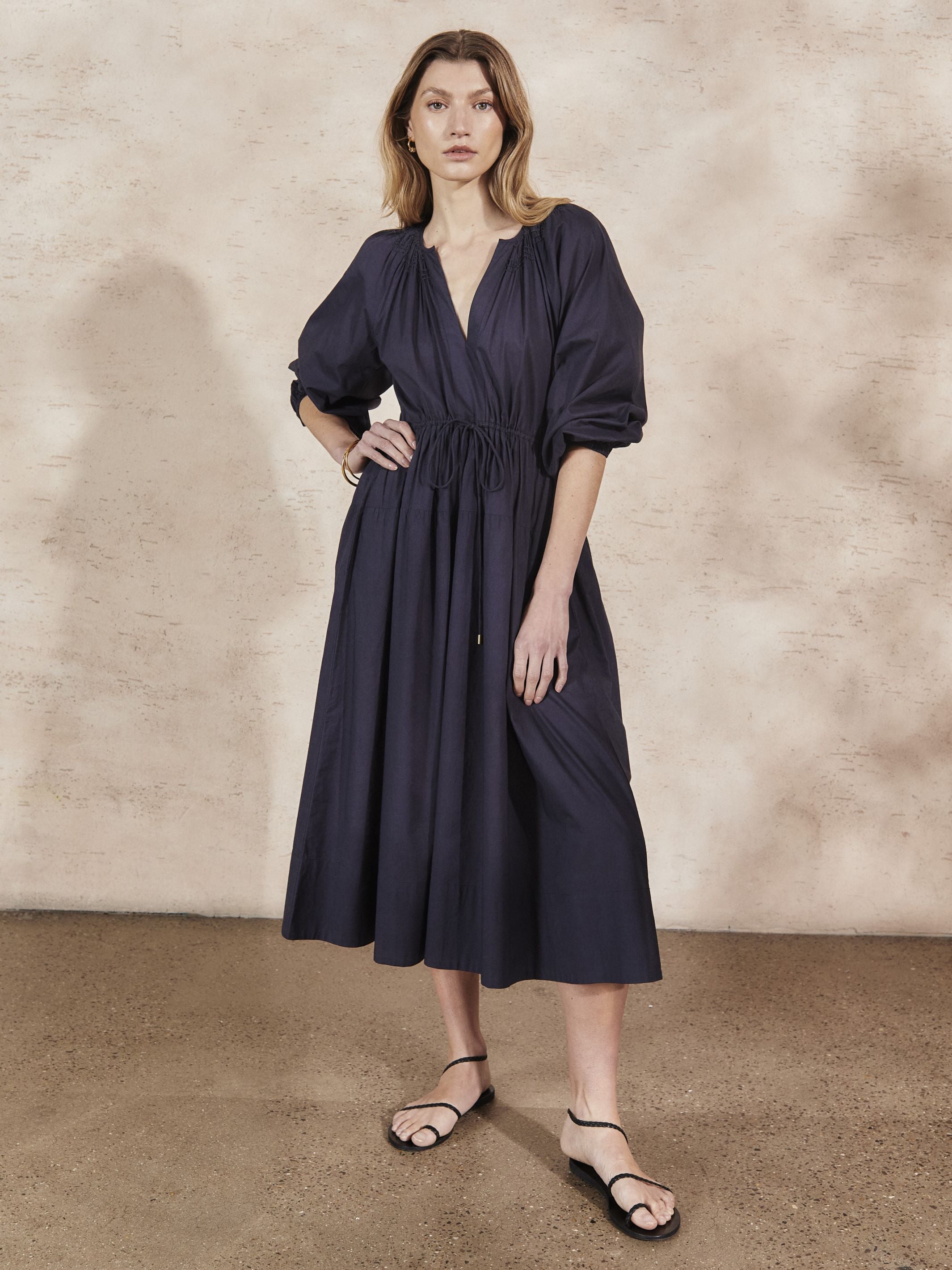 VICTORINE - Midnight Cotton Dress - Mondo Corsini