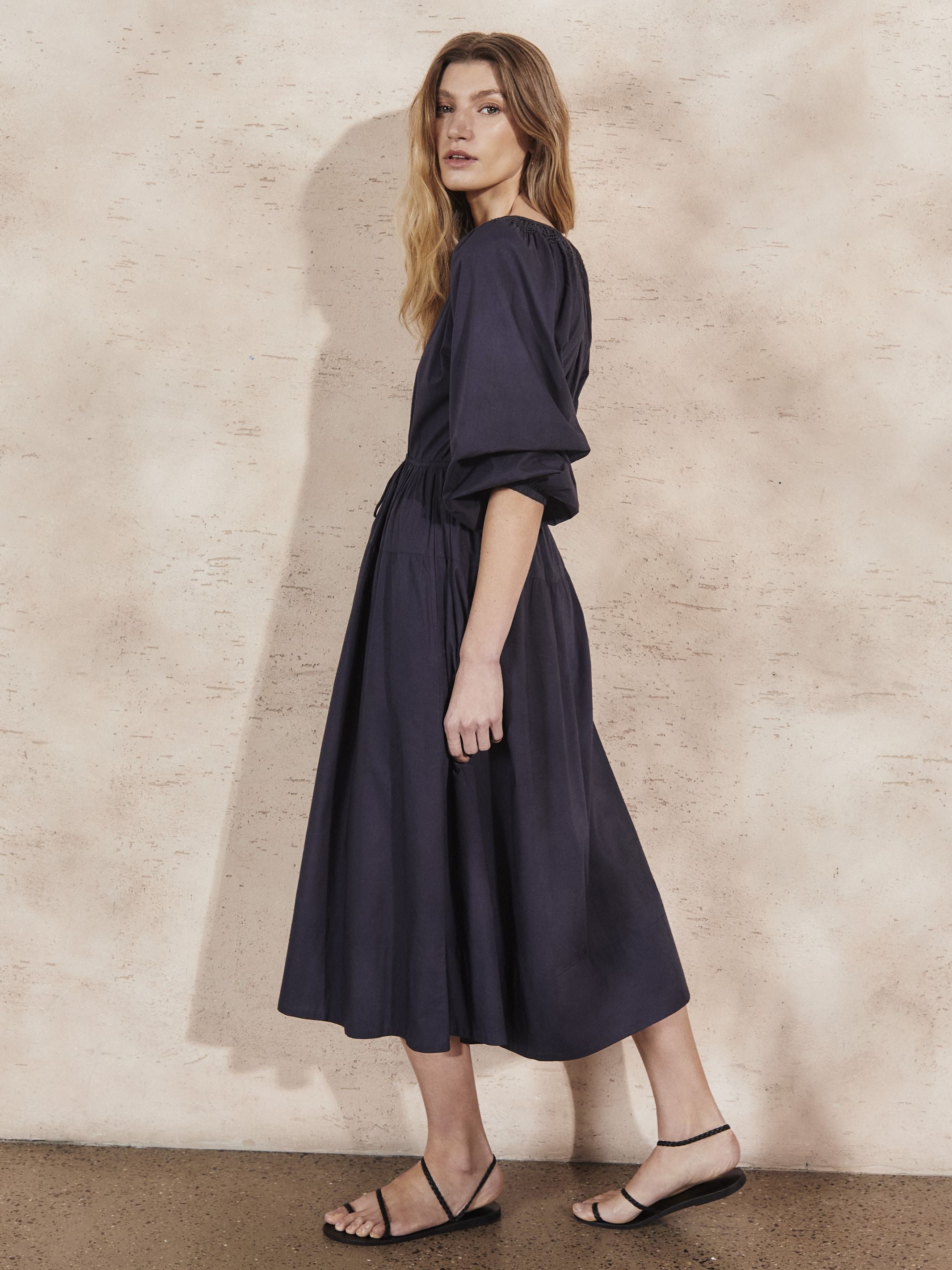 VICTORINE - Midnight Cotton Dress - Mondo Corsini