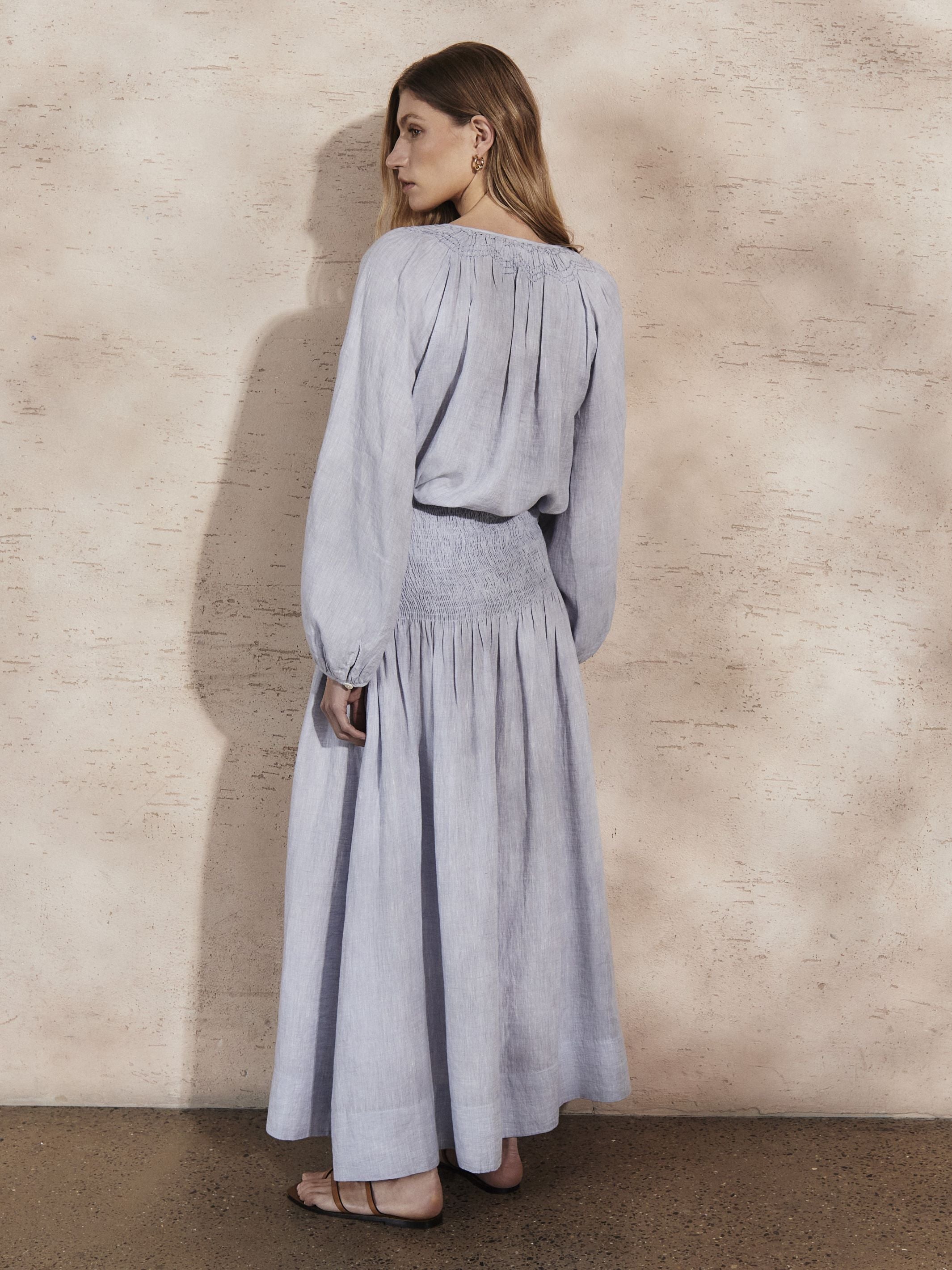 ELIZABETH - Sky Linen Blouse - Mondo Corsini