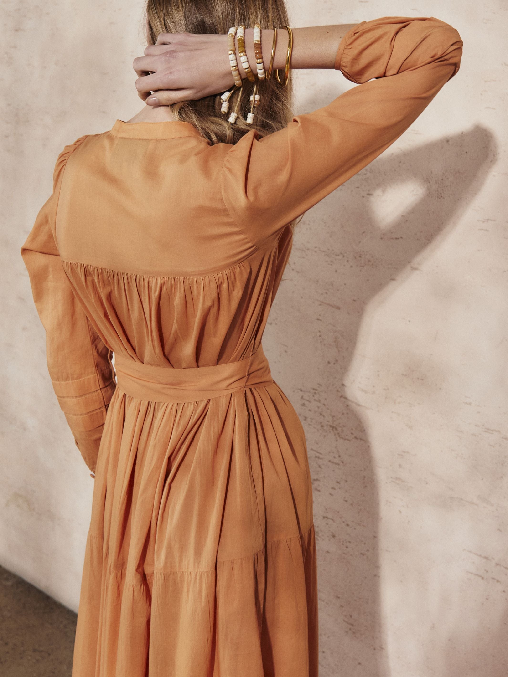 EMILIE  - Tangerine Cotton Dress - Mondo Corsini