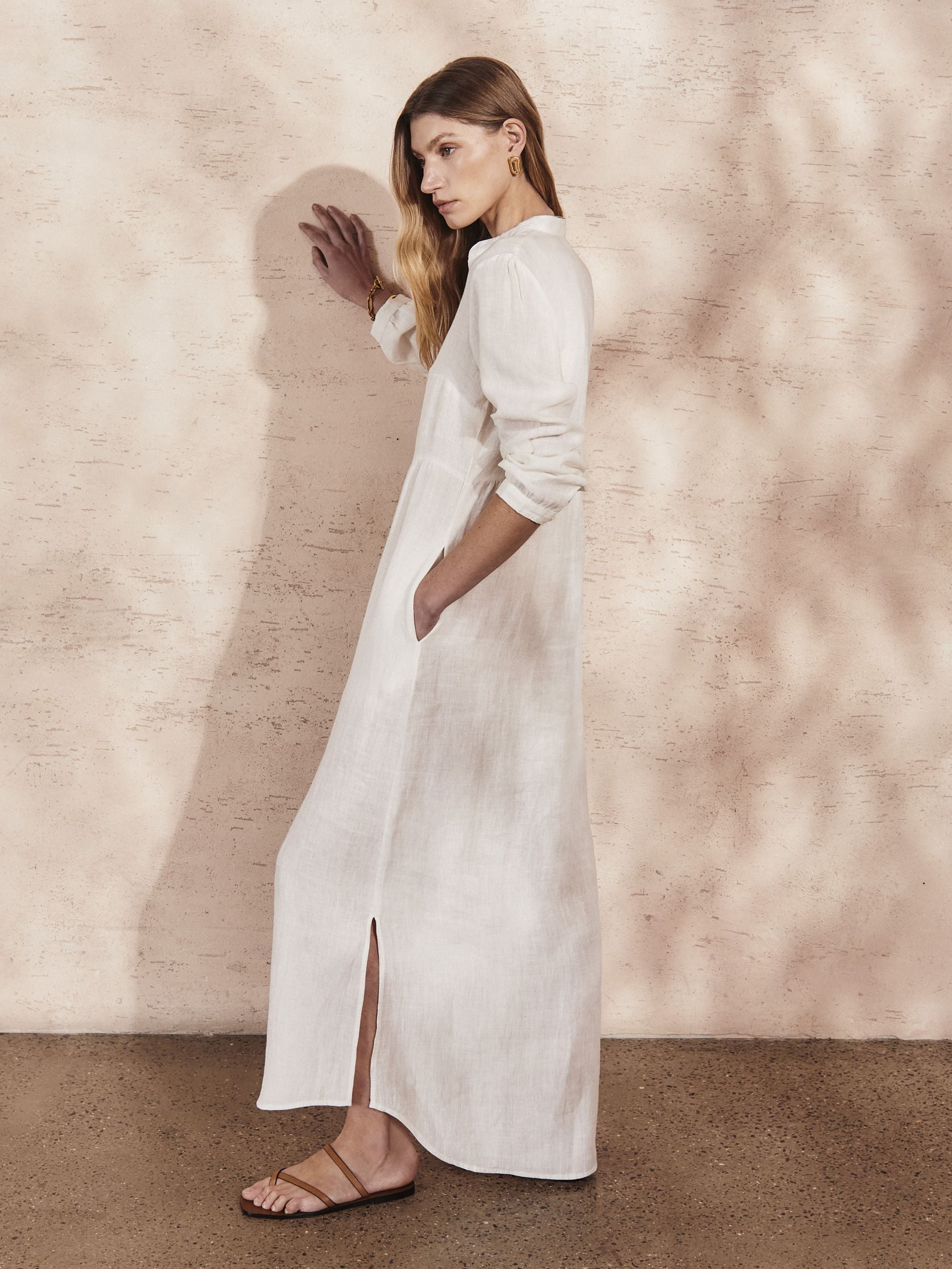 MATILDE - Panna Linen Dress - Mondo Corsini
