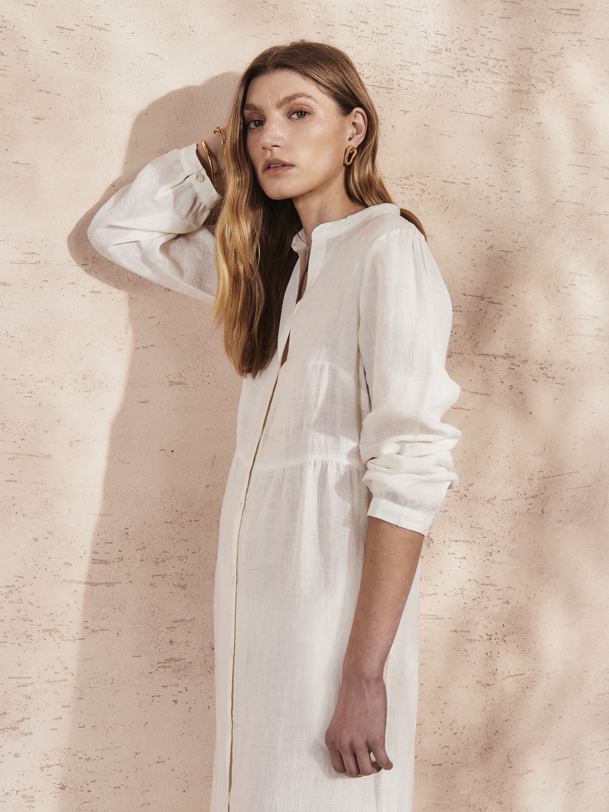MATILDE - Panna Linen Dress - Mondo Corsini