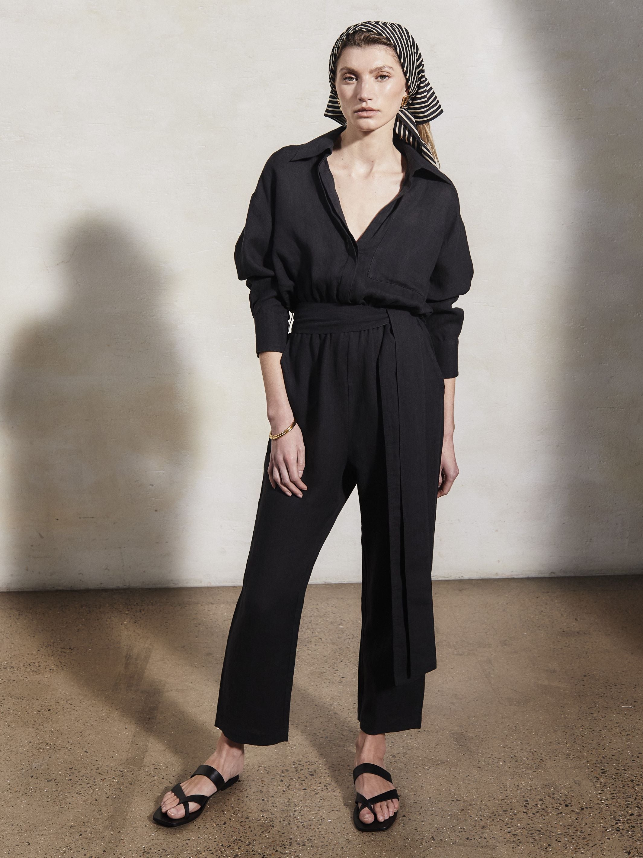 HEPBURN - Caviar Linen Boiler Suit - Mondo Corsini