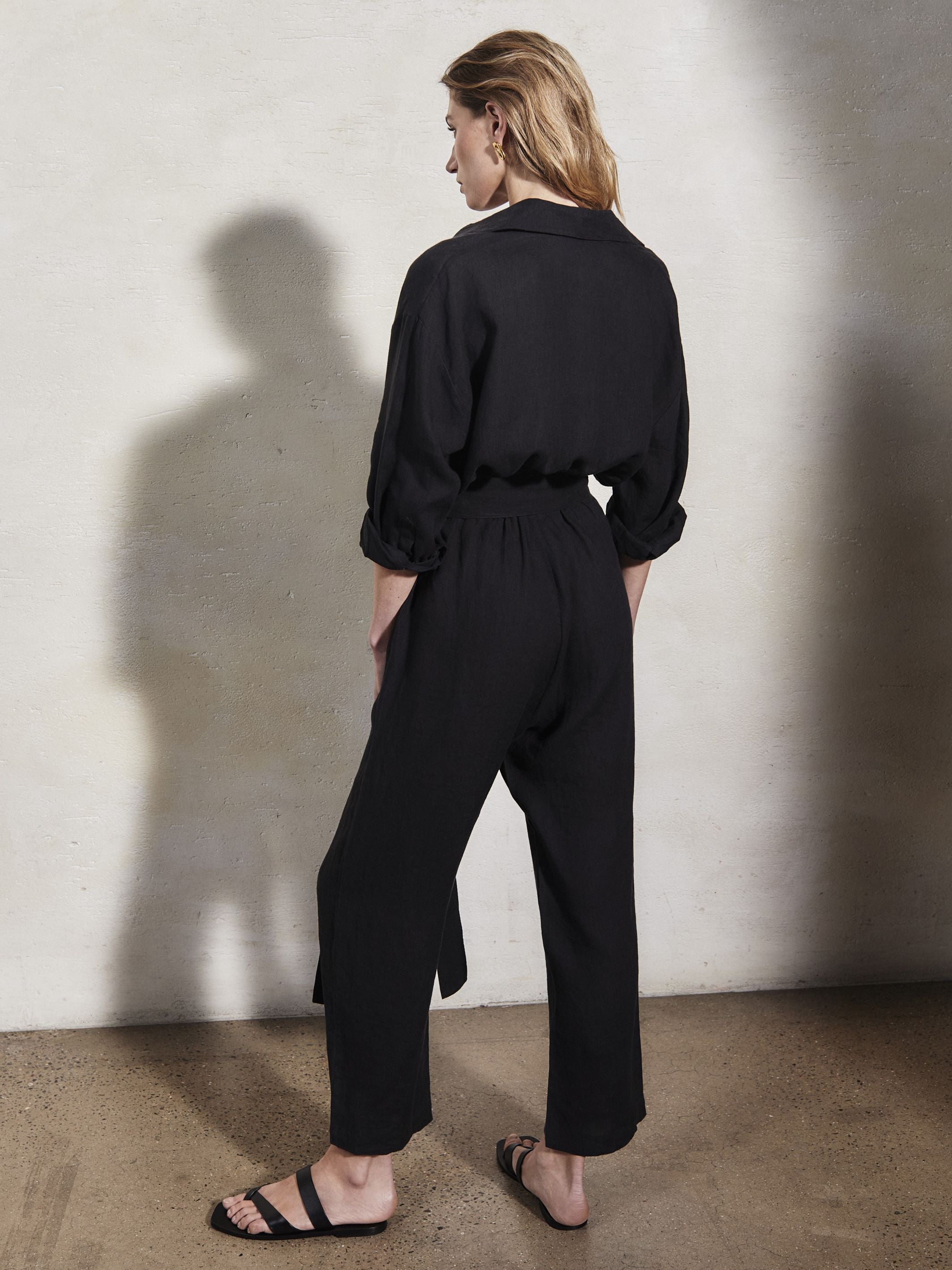 HEPBURN - Caviar Linen Boiler Suit - Mondo Corsini