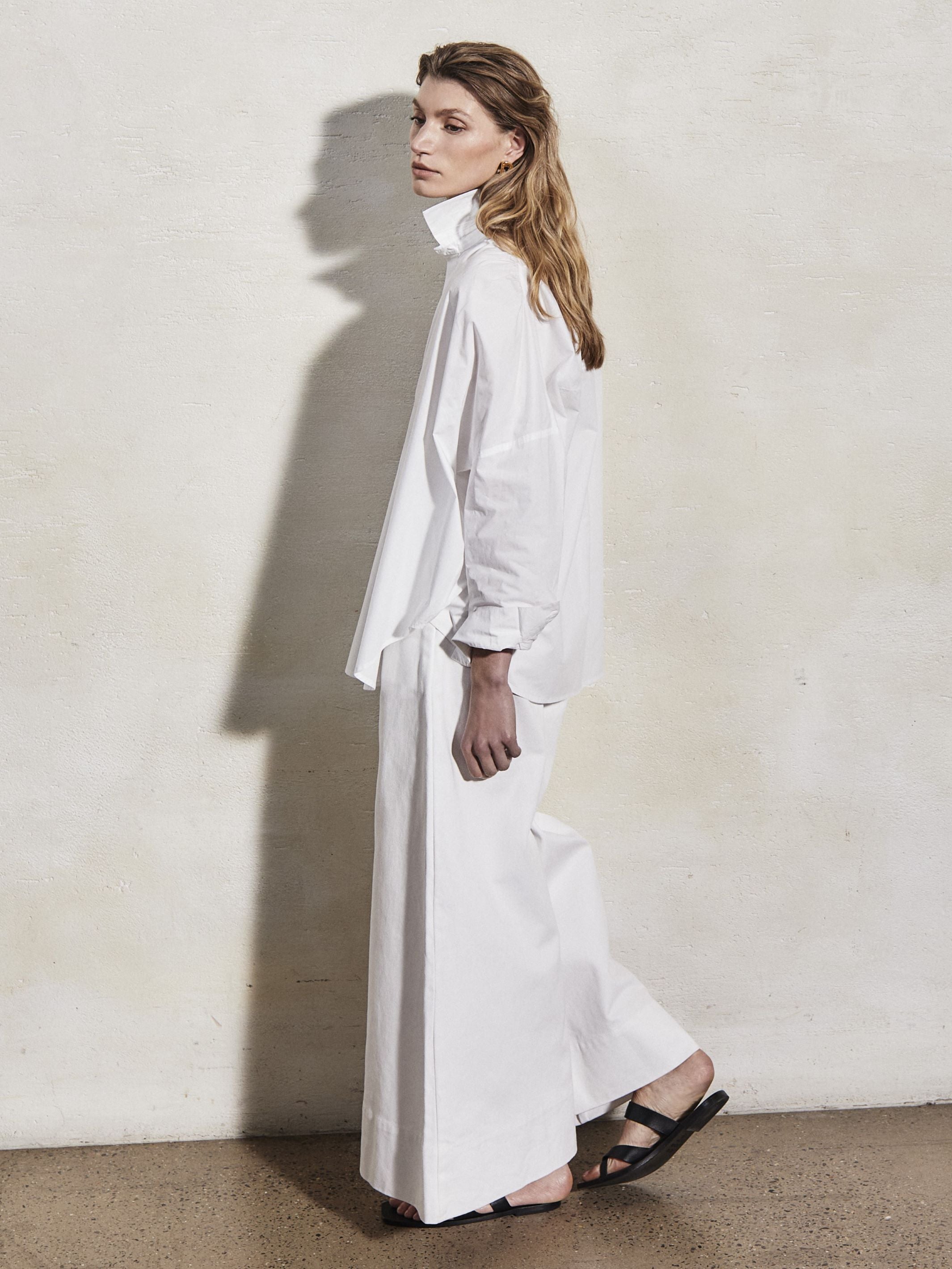 GRETA - White Cotton Drill Trousers - Mondo Corsini