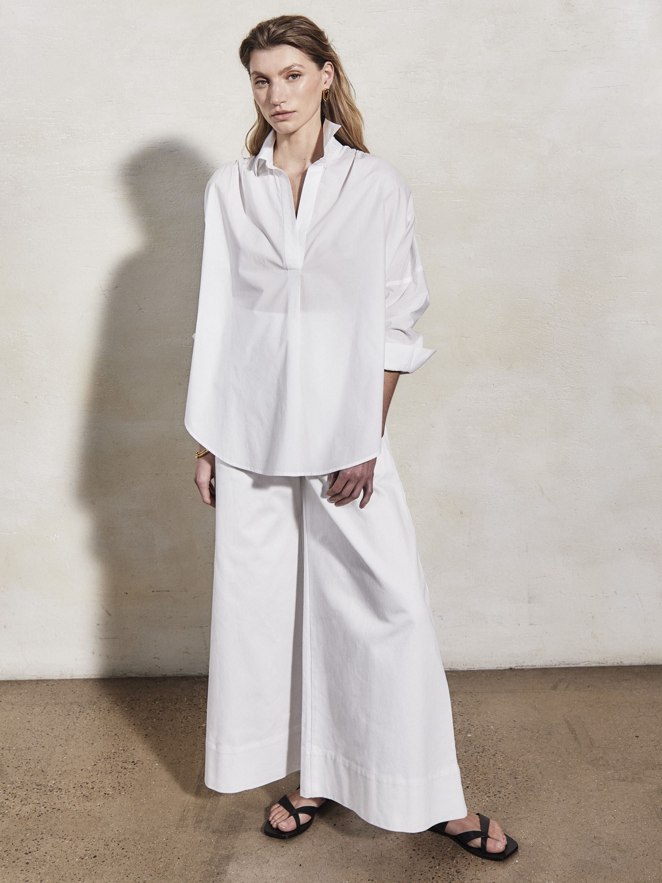 LETIZIA - White Cotton Shirt - Mondo Corsini