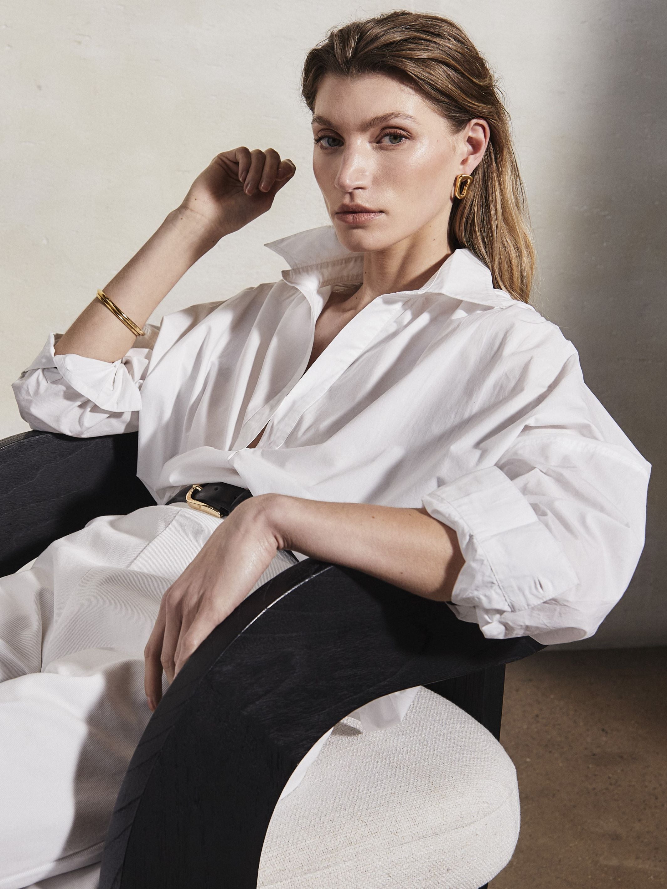 LETIZIA - White Cotton Shirt - Mondo Corsini