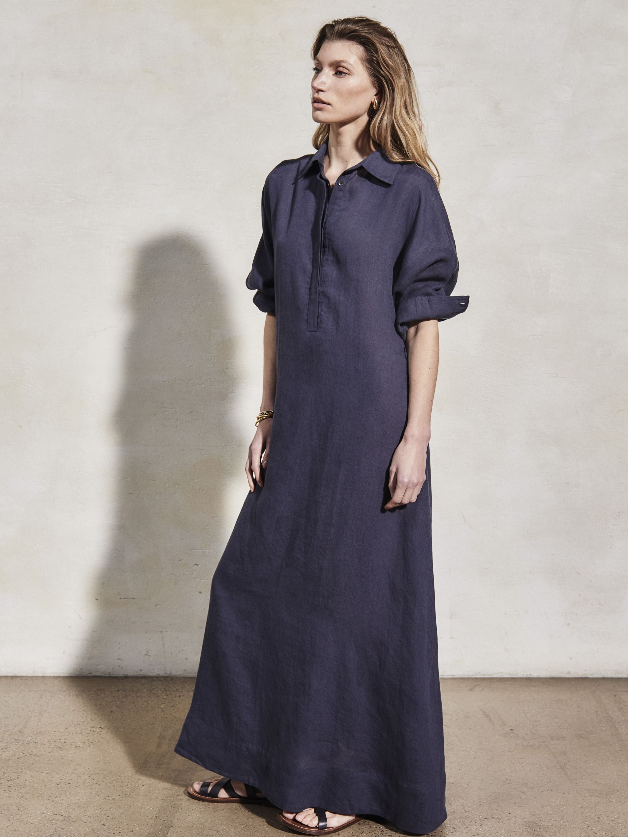 KARA - Midnight Linen Dress - Mondo Corsini