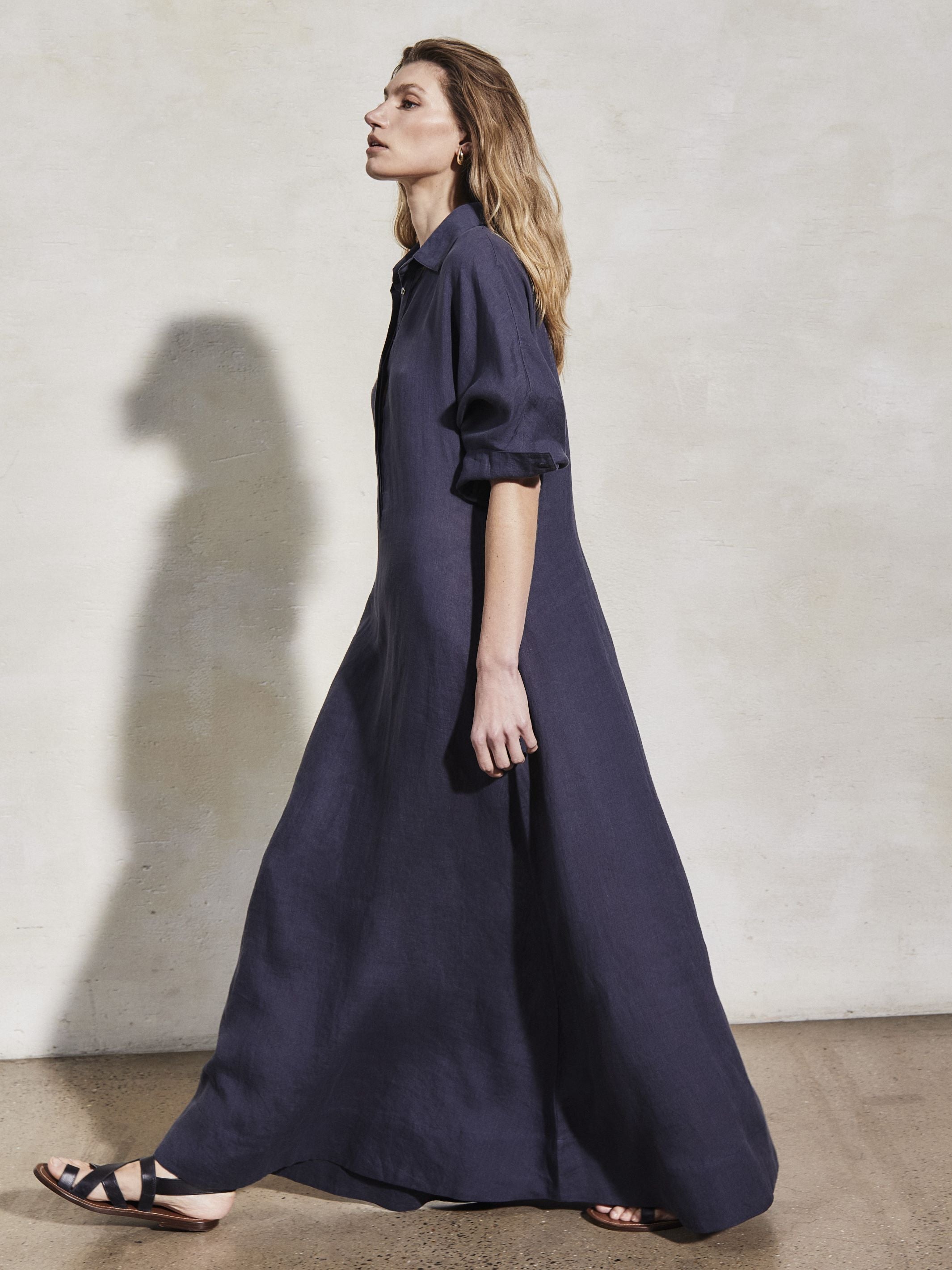 KARA - Midnight Linen Dress - Mondo Corsini