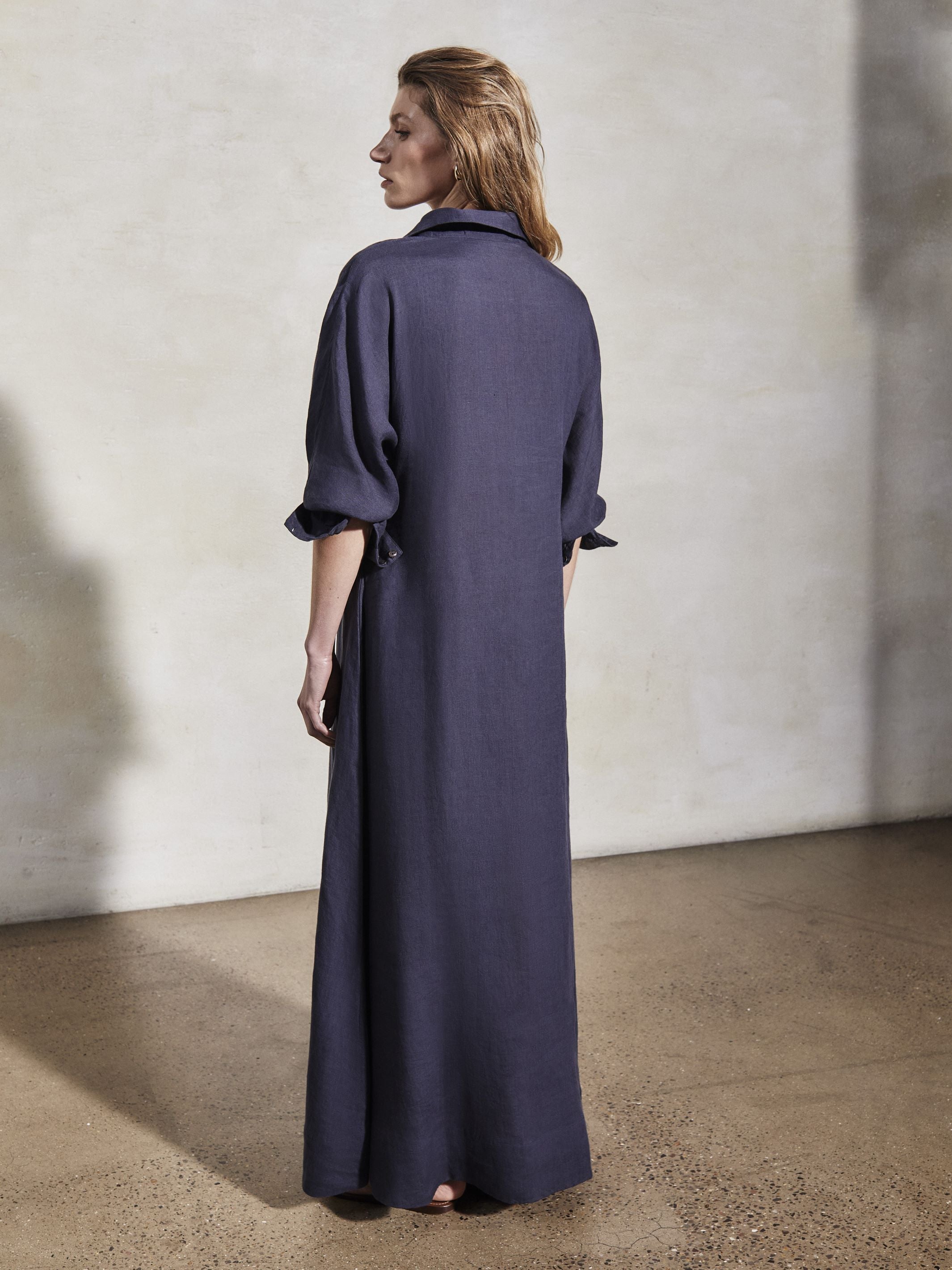 KARA - Midnight Linen Dress - Mondo Corsini