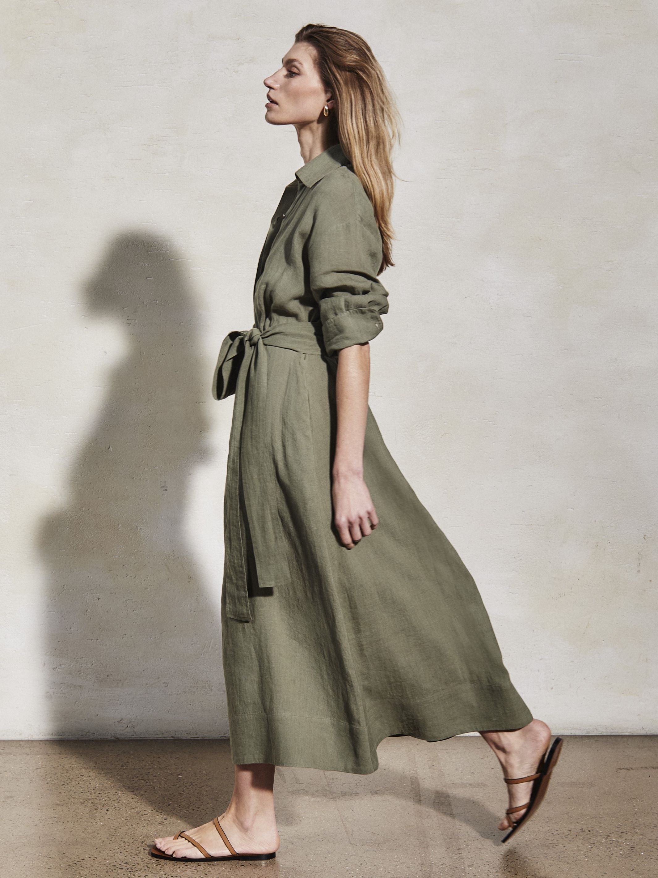 IRA - Moss Linen Dress - Mondo Corsini