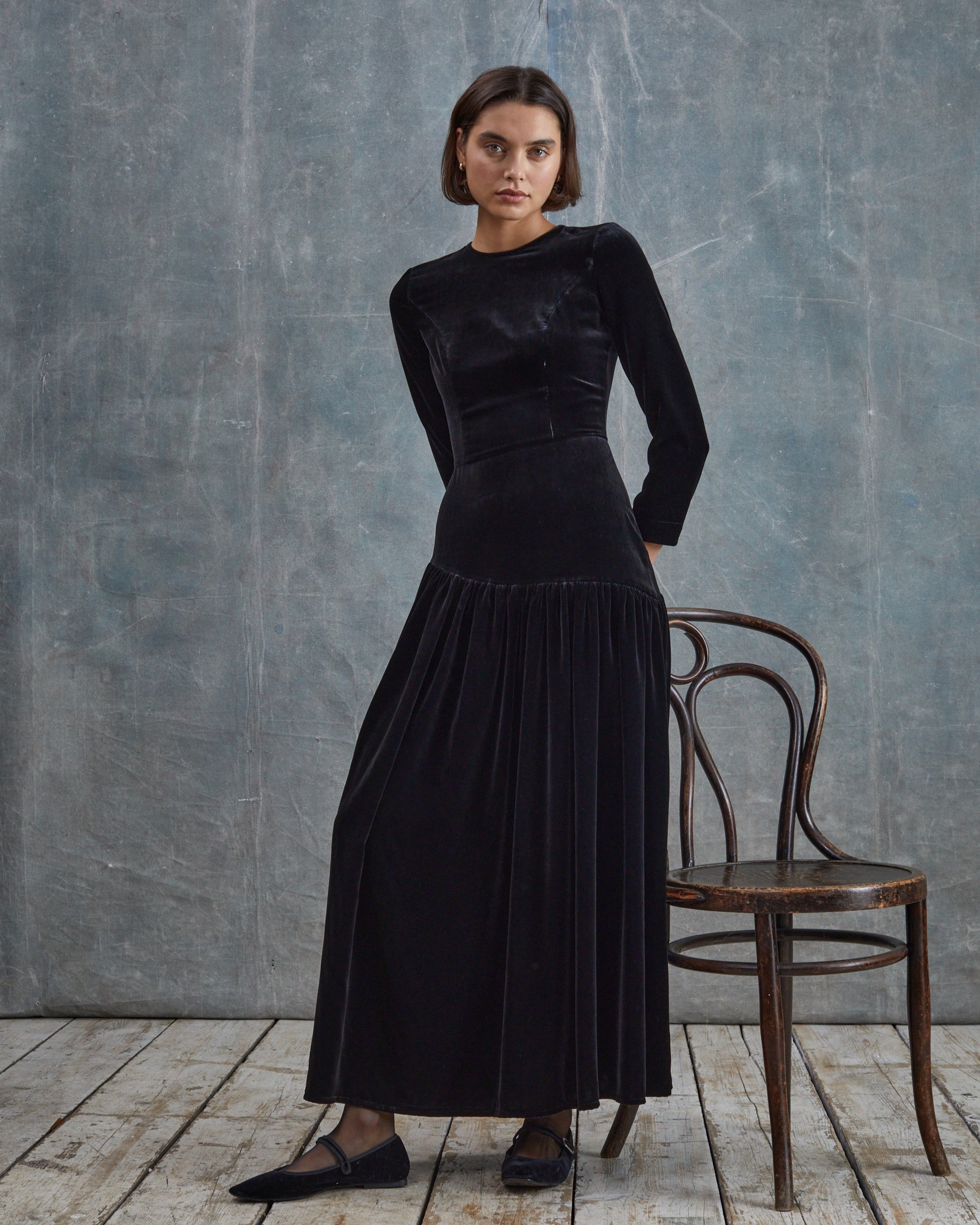 Ava Silk Velvet Dress