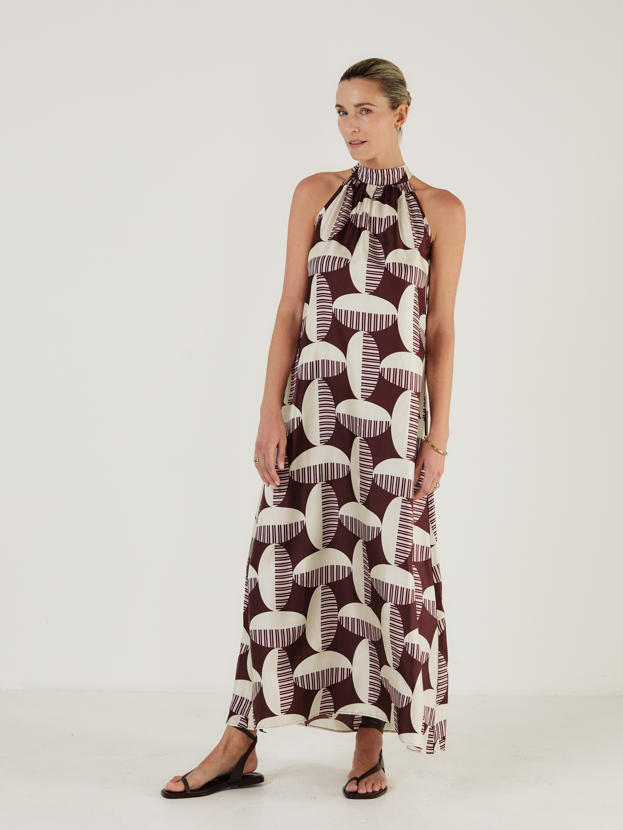 AMAL - CACAO CIRCOLO Silk Dress - Mondo Corsini