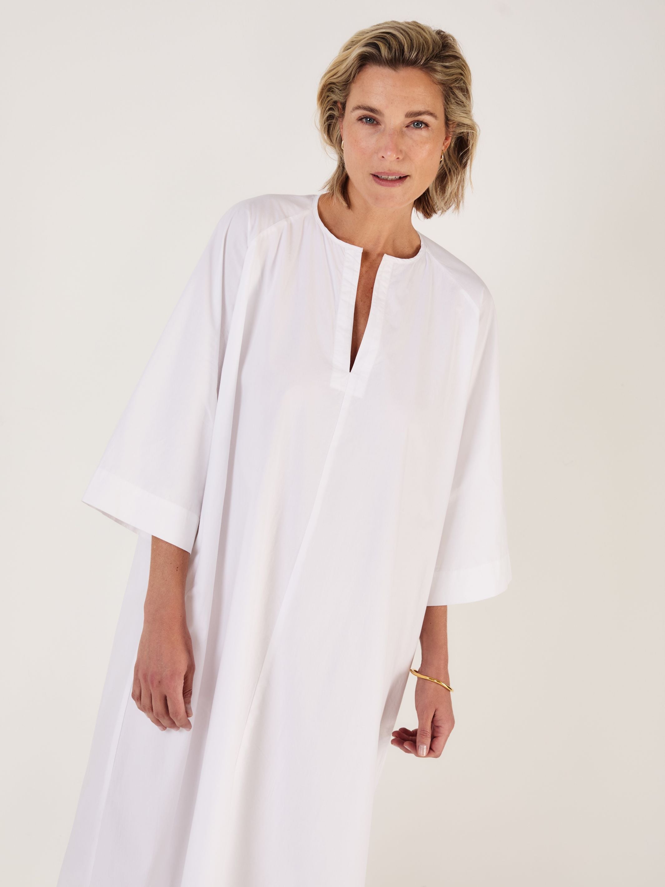 APHRODITE - White Bell Sleeved Dress - Mondo Corsini
