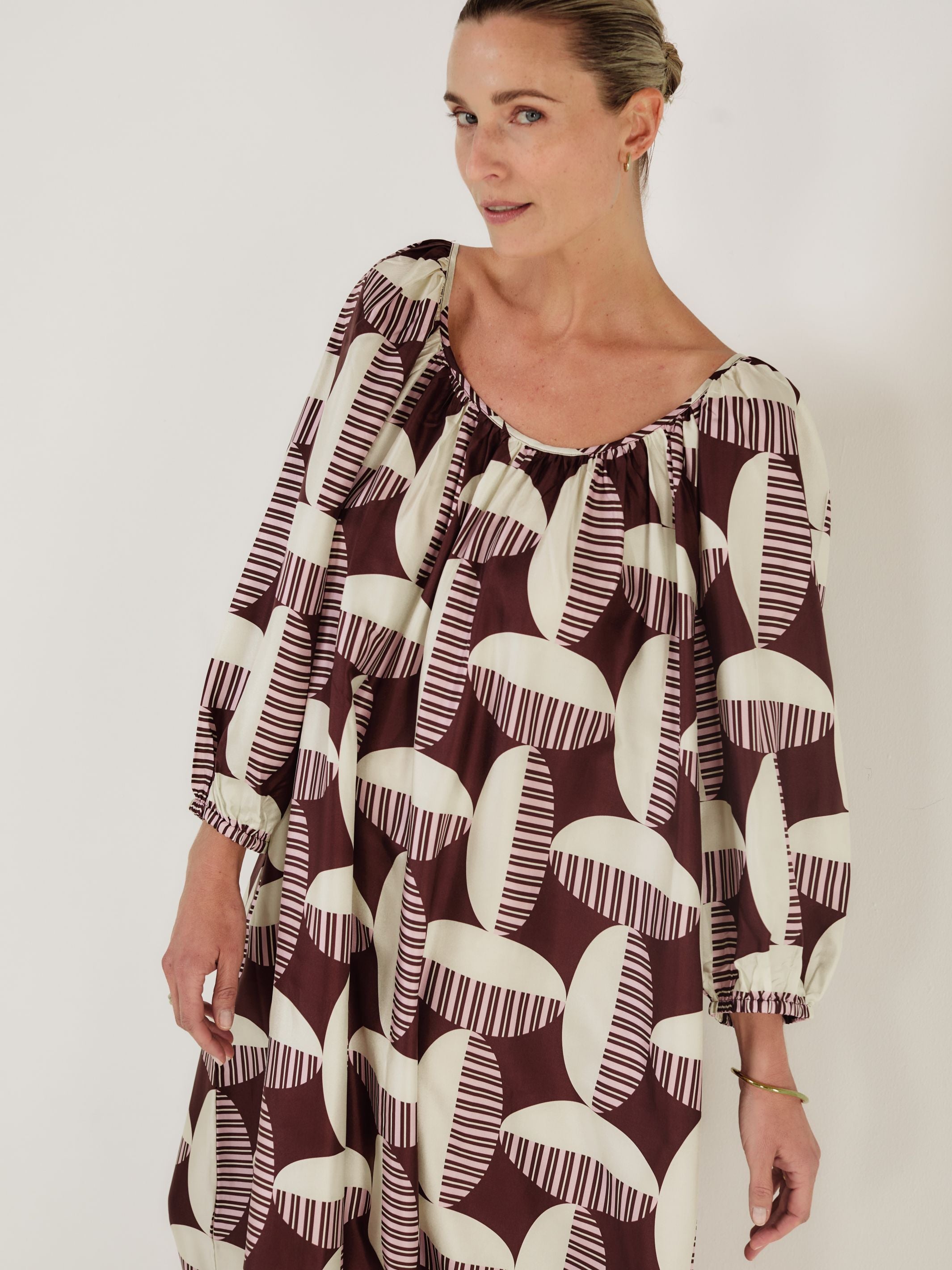 Capri - CACAO CIRCOLO Silk Dress - Mondo Corsini