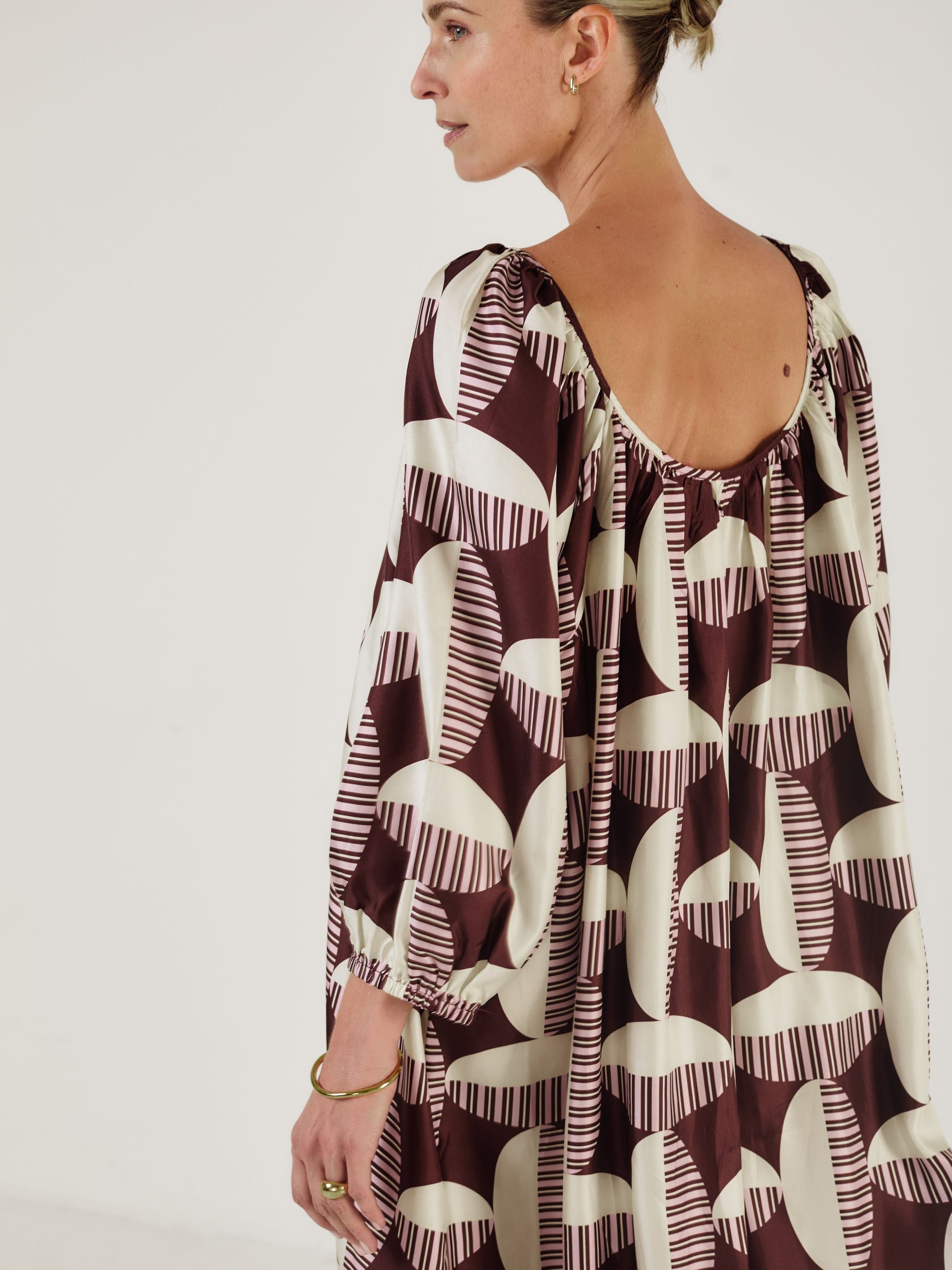 Capri - CACAO CIRCOLO Silk Dress - Mondo Corsini