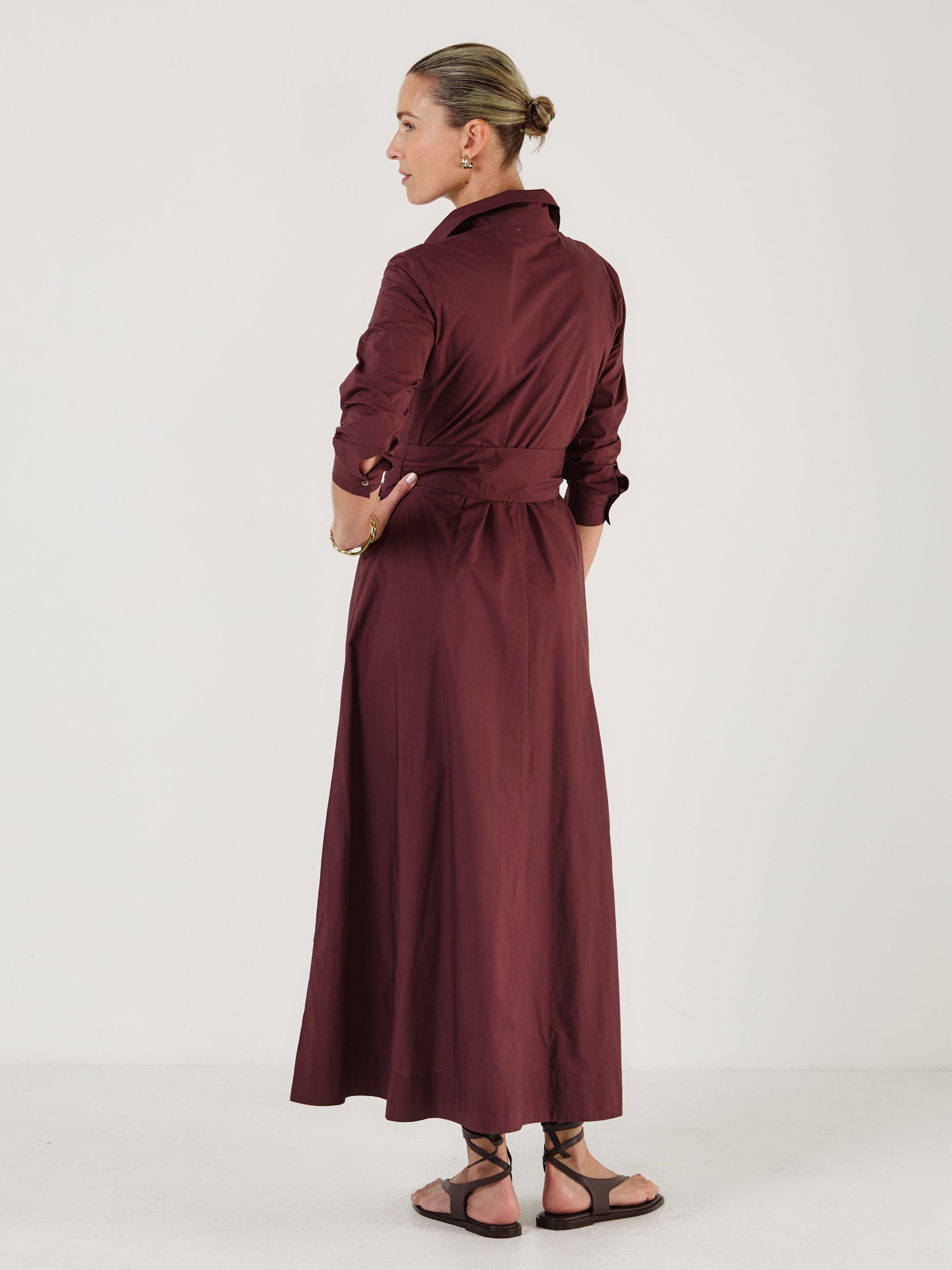 Cervo - Cacao Cotton Poplin Dress - Mondo Corsini