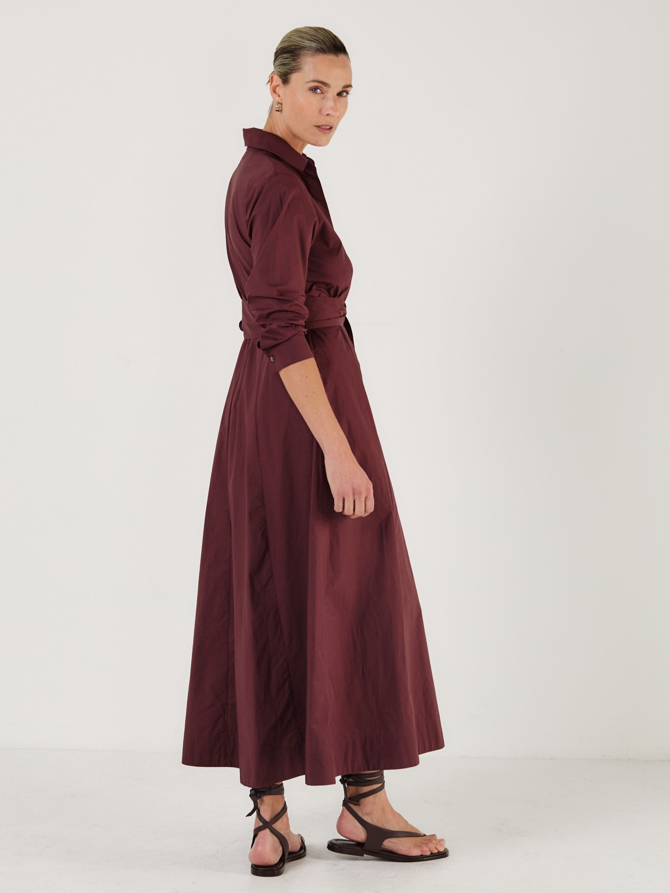 Cervo - Cacao Cotton Poplin Dress - Mondo Corsini