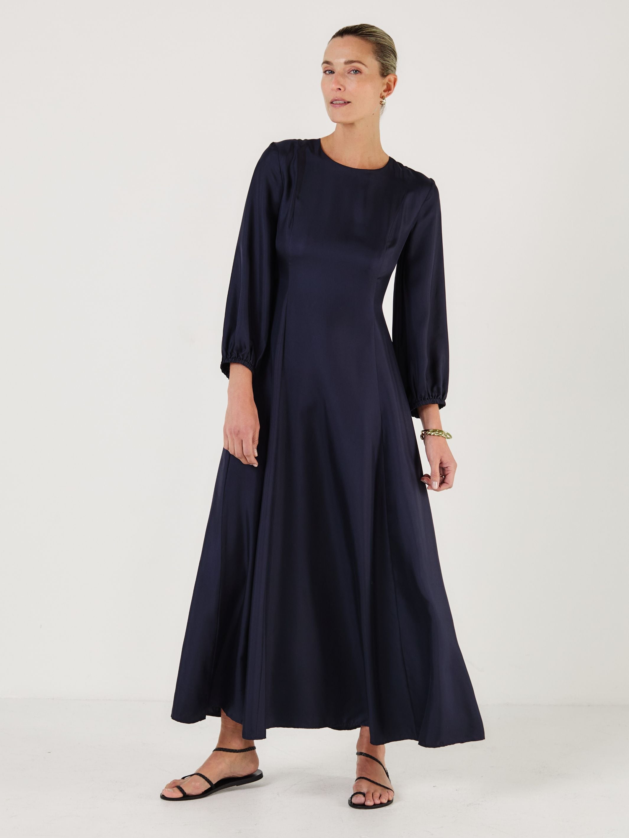 Chloe - Midnight Navy Silk Twill Dress