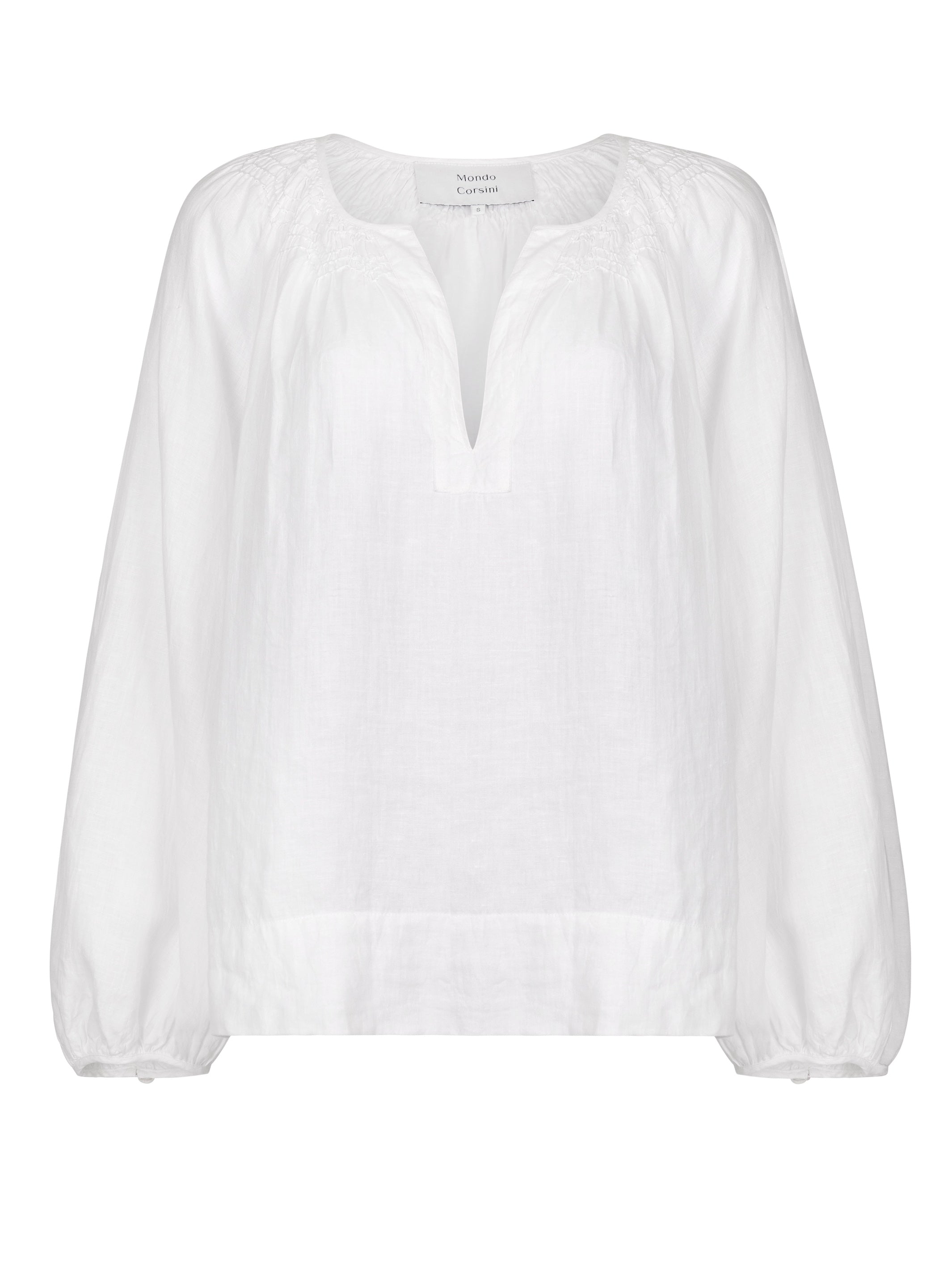 ELIZABETH - White Linen Blouse - Mondo Corsini