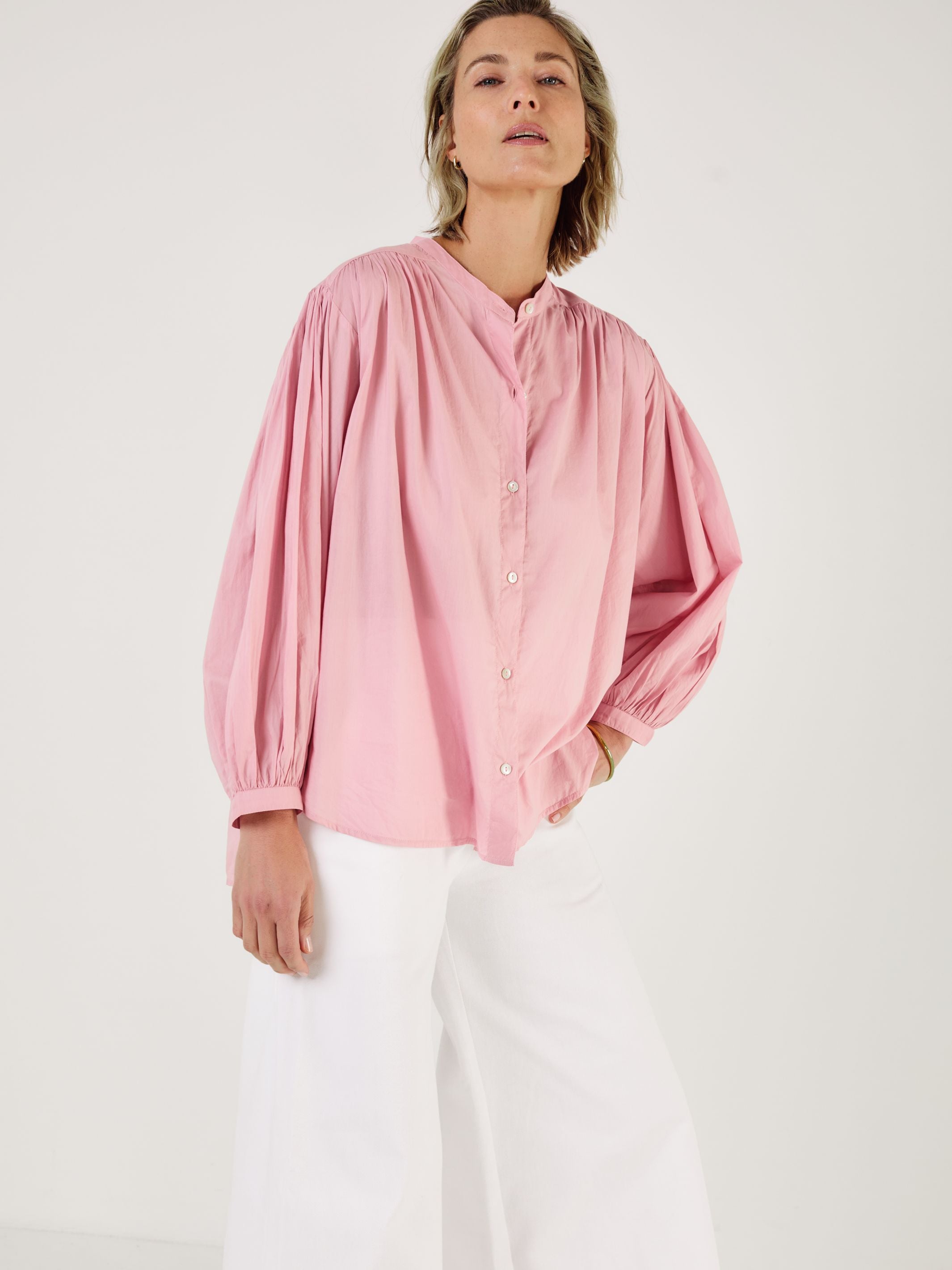 Como - Blush Cotton Voile Blouse - Mondo Corsini