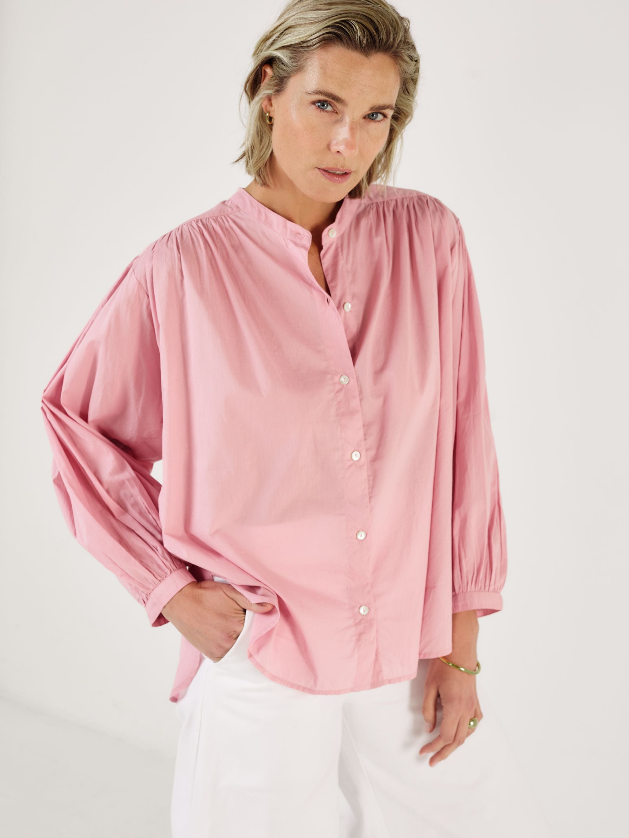Como - Blush Cotton Voile Blouse - Mondo Corsini