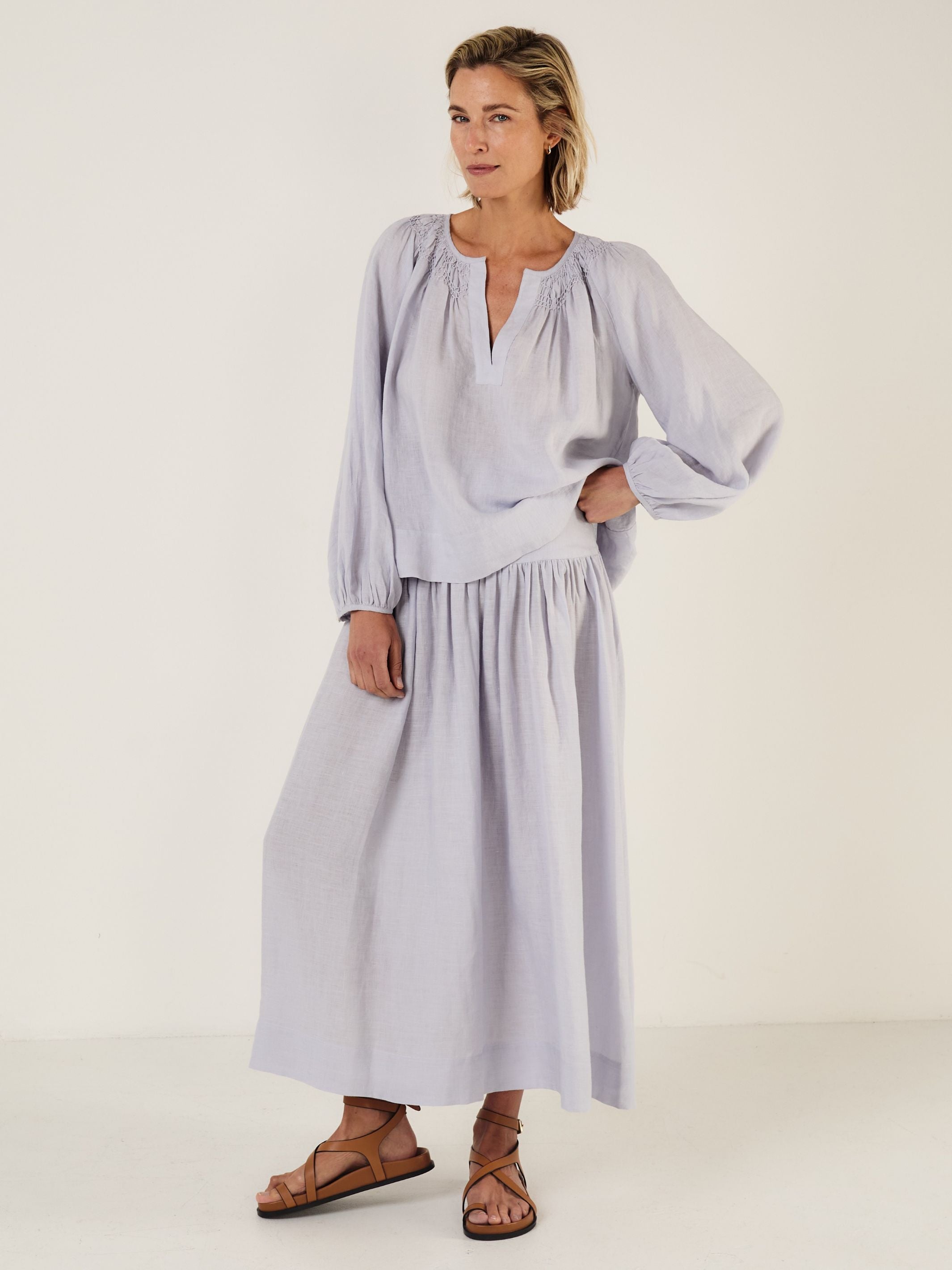 ELIZABETH - MIST Linen Blouse - Mondo Corsini