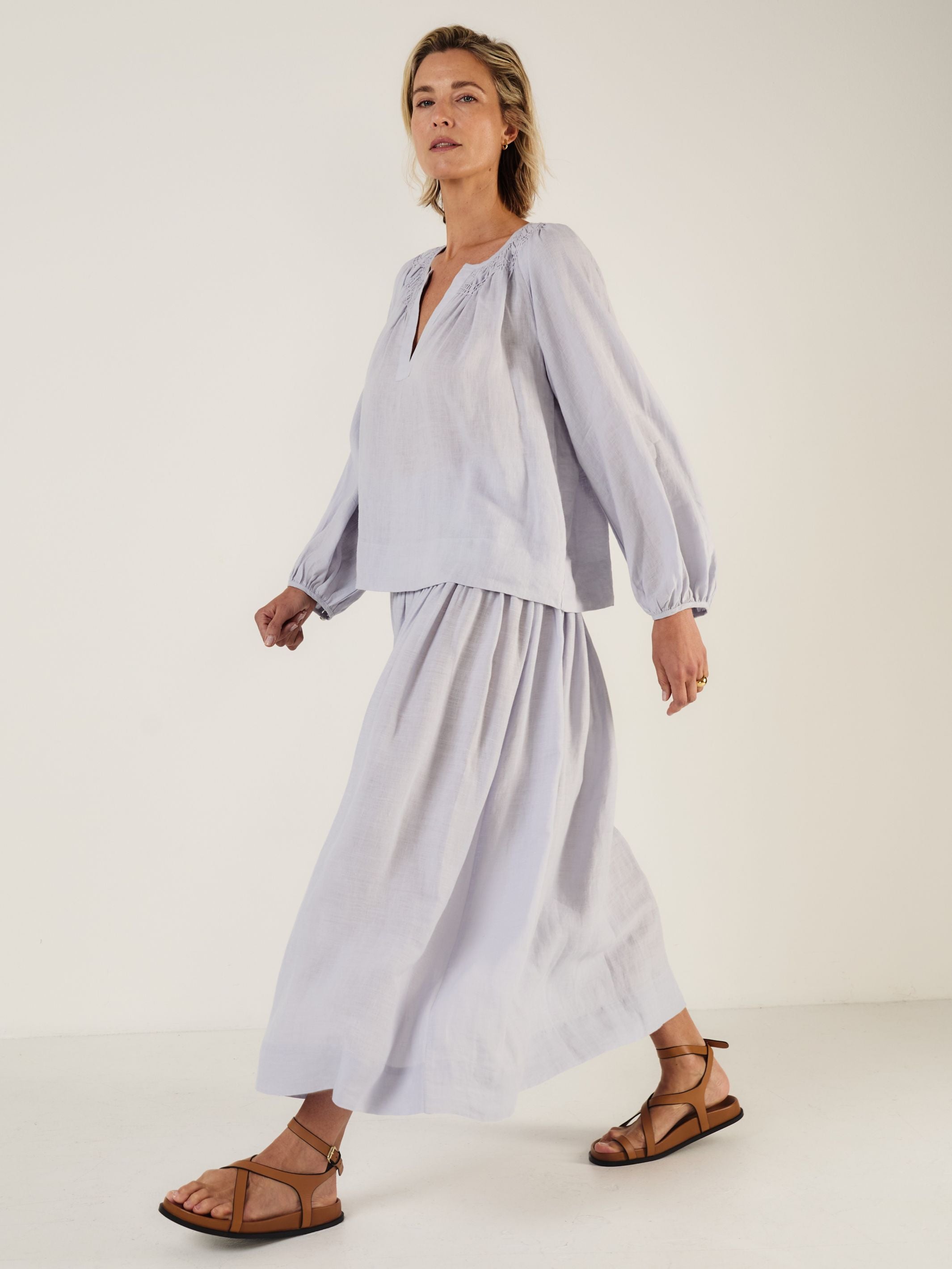 ELIZABETH - MIST Linen Blouse - Mondo Corsini