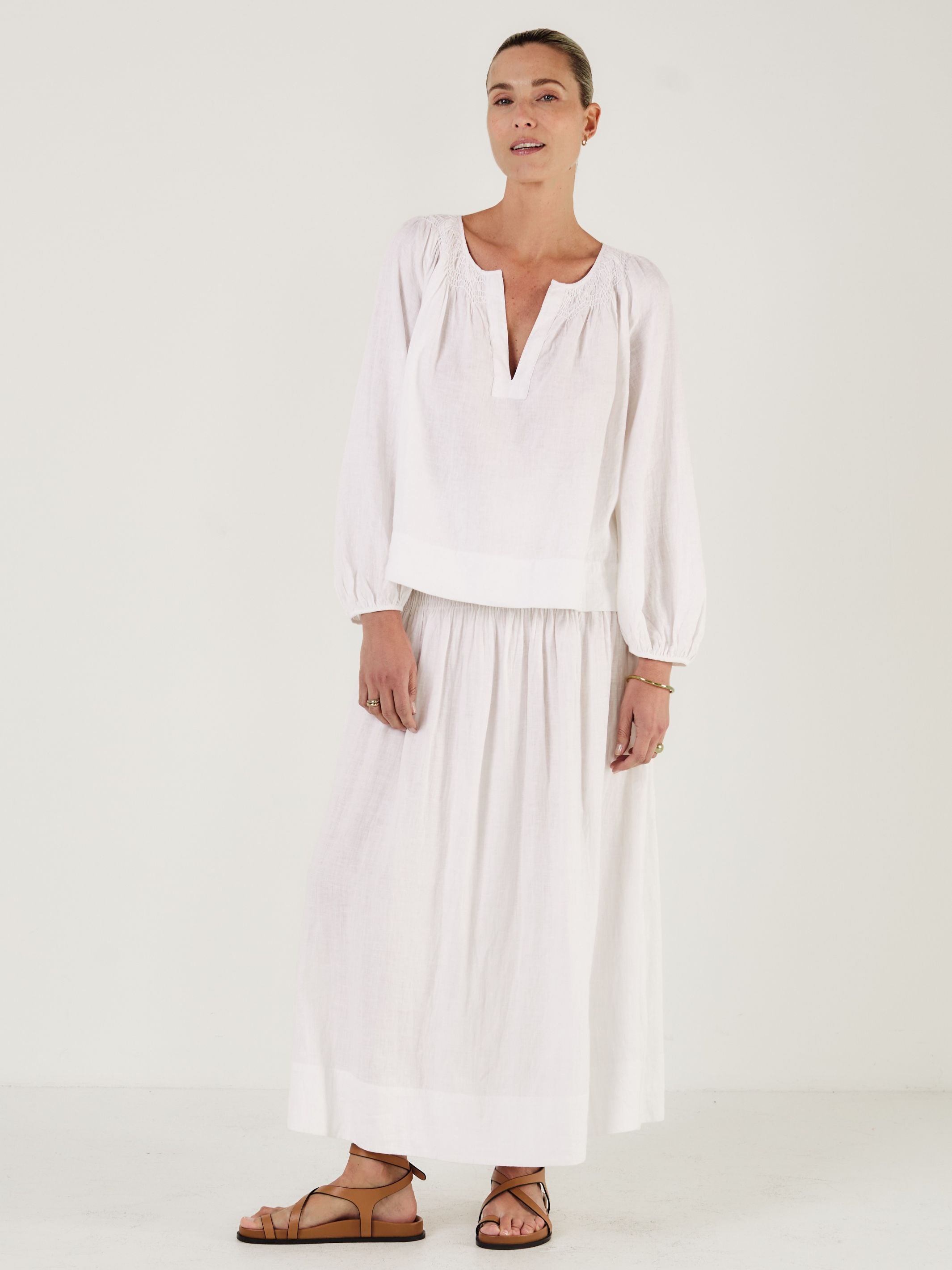 ELIZABETH - White Linen Blouse - Mondo Corsini