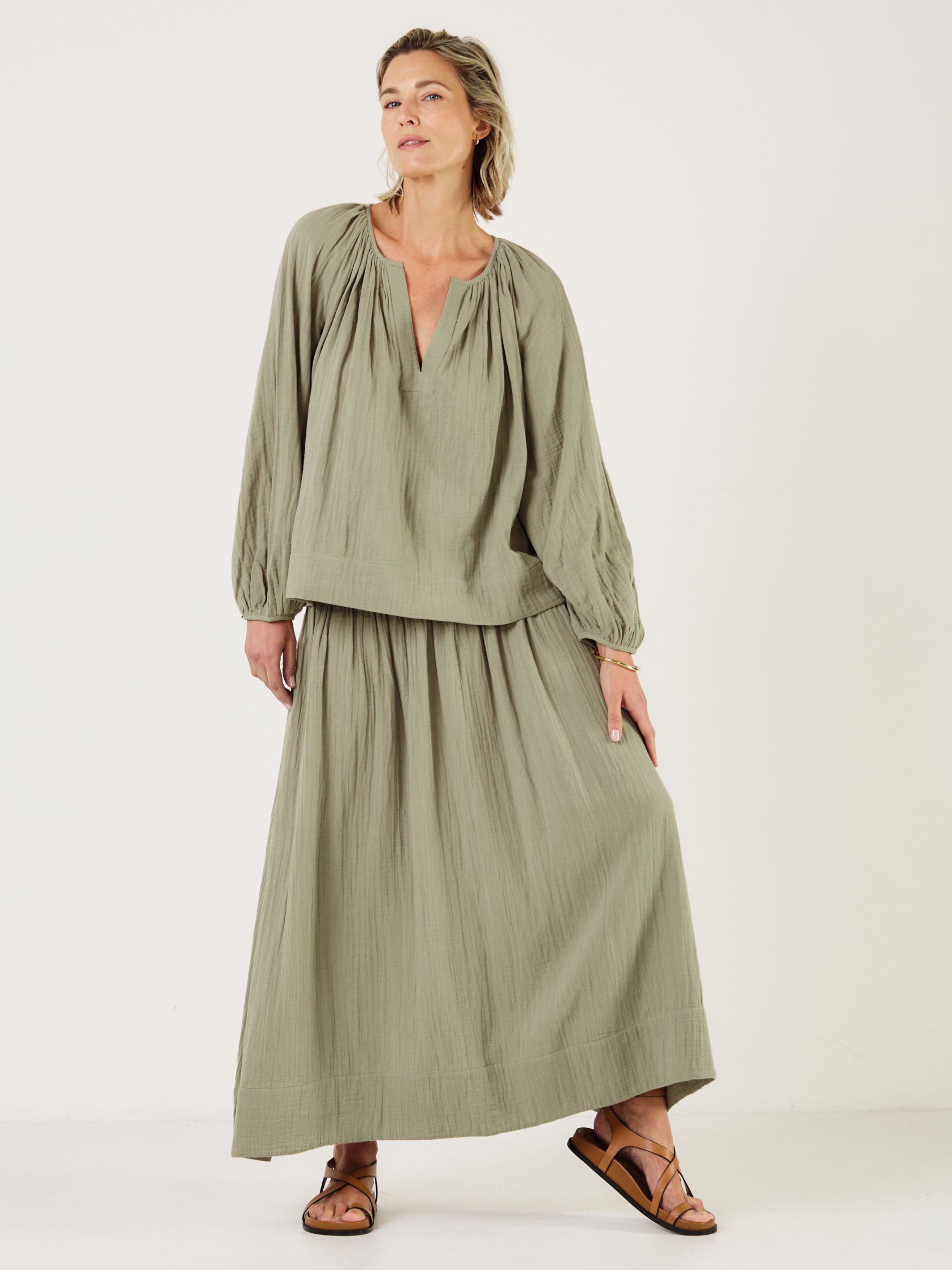 ELIZA OLIVE Cotton Blouse - Mondo Corsini