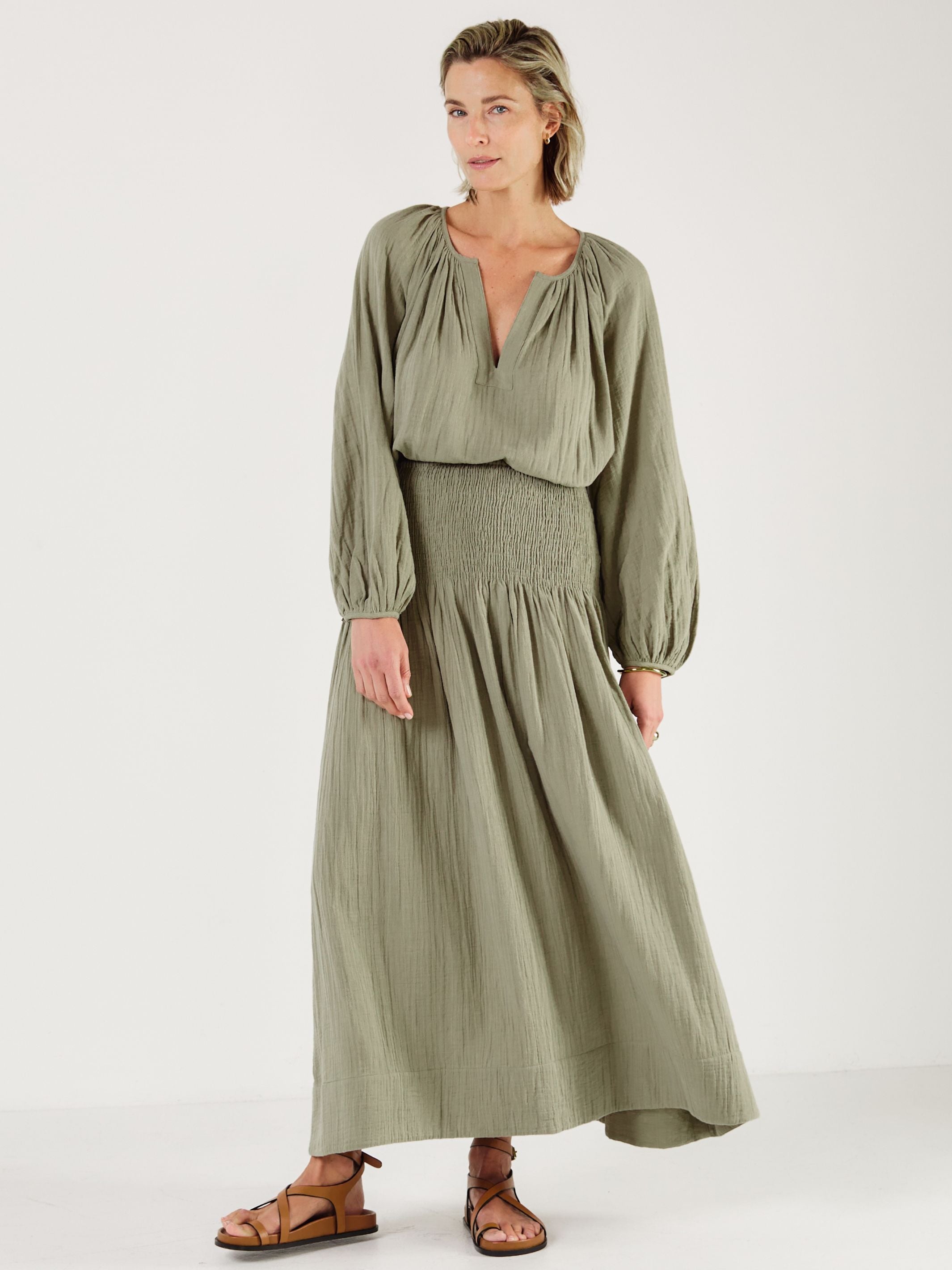 ELIZA OLIVE Cotton Blouse - Mondo Corsini