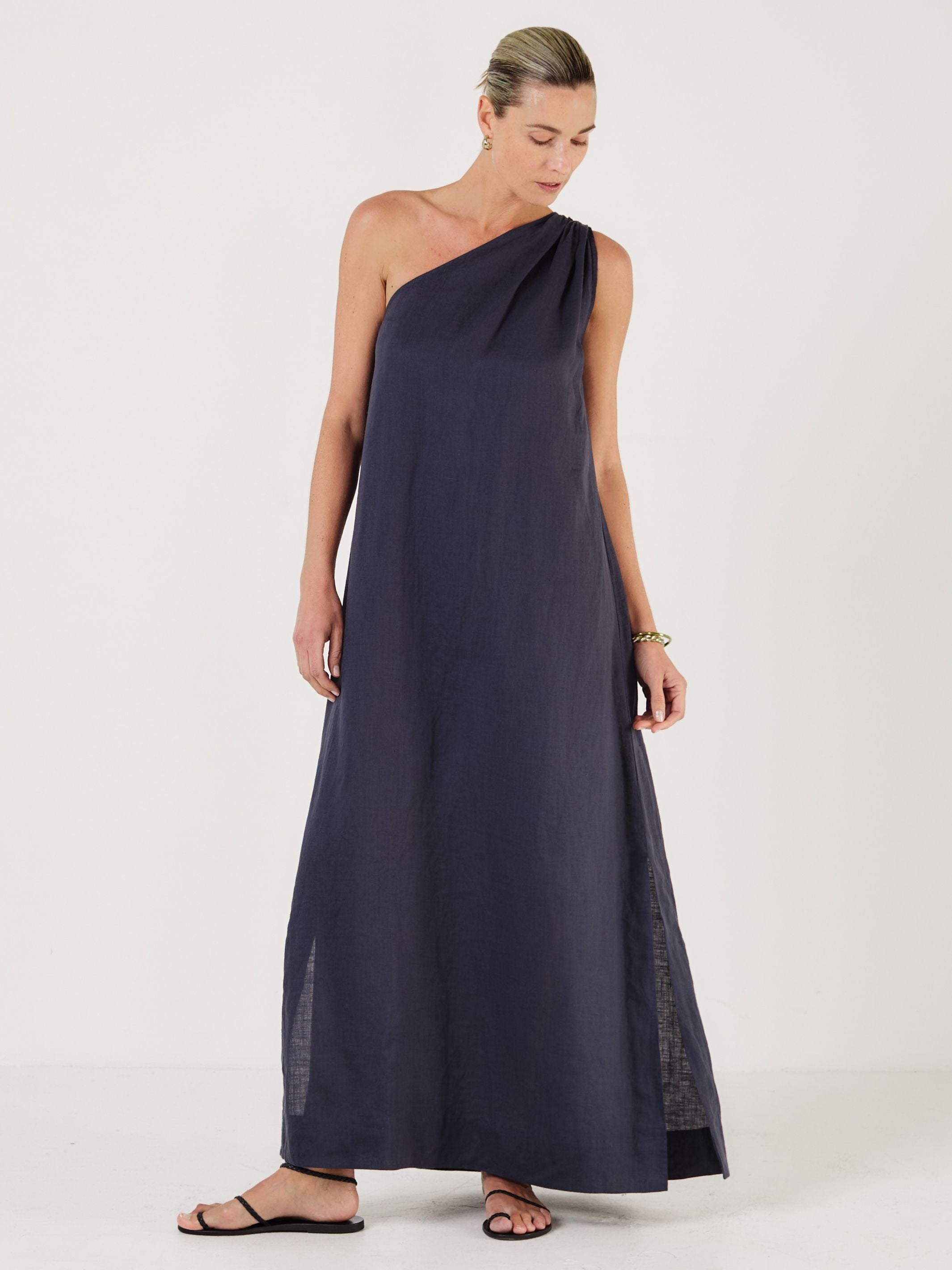 Joan - Midnight Linen Dress - Mondo Corsini