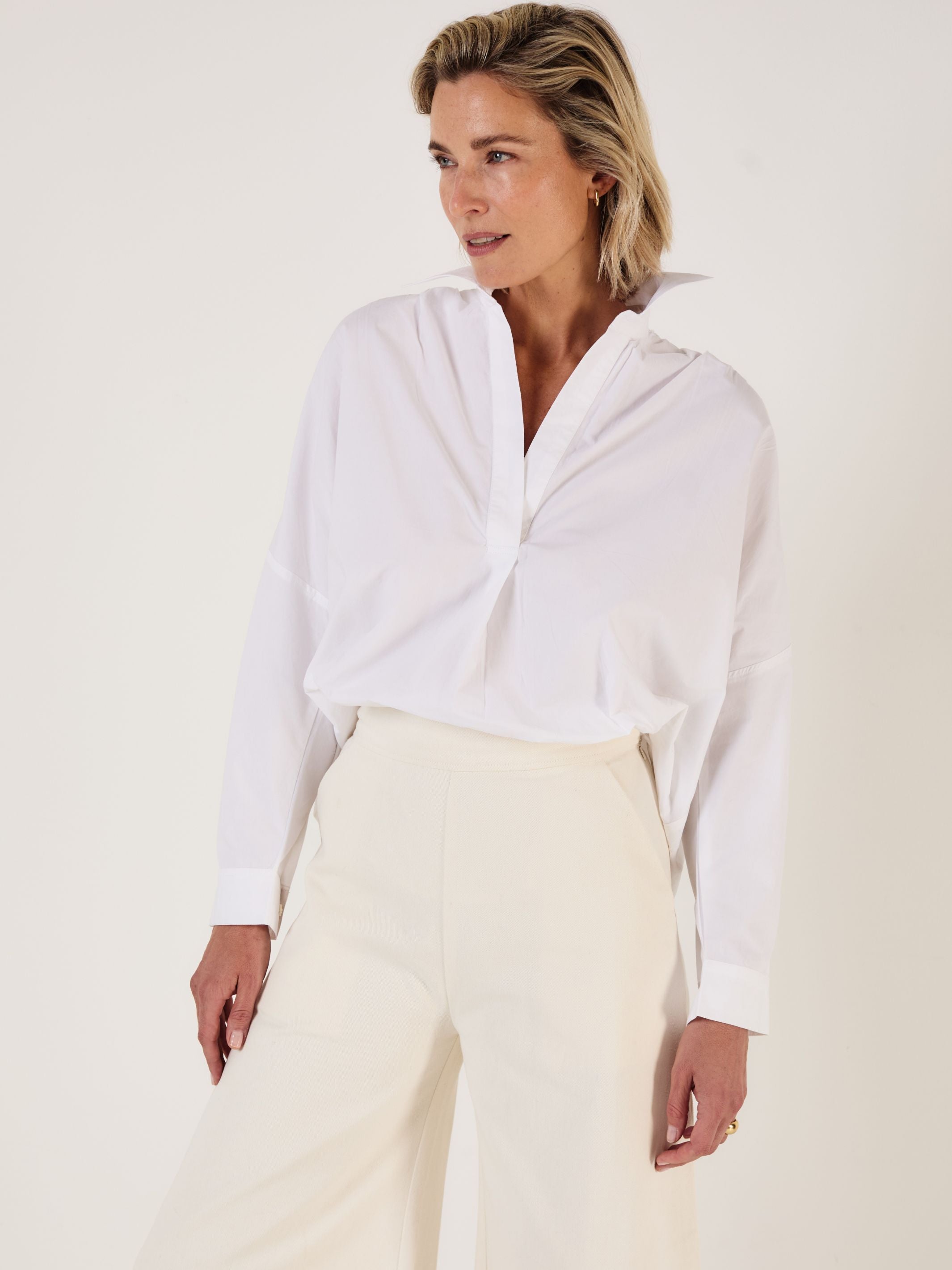 LETIZIA - White Cotton Shirt - Mondo Corsini