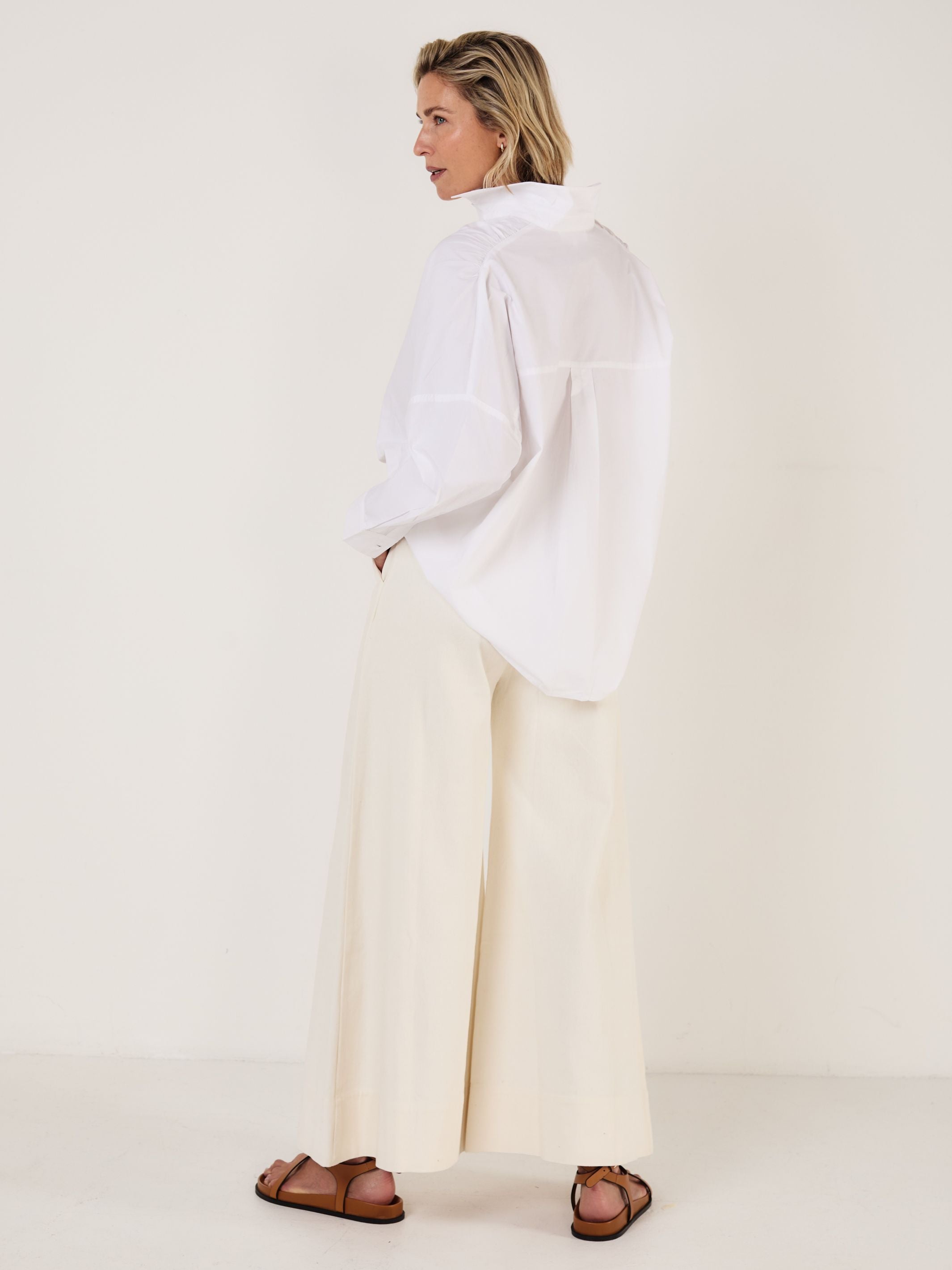 LETIZIA - White Cotton Shirt - Mondo Corsini