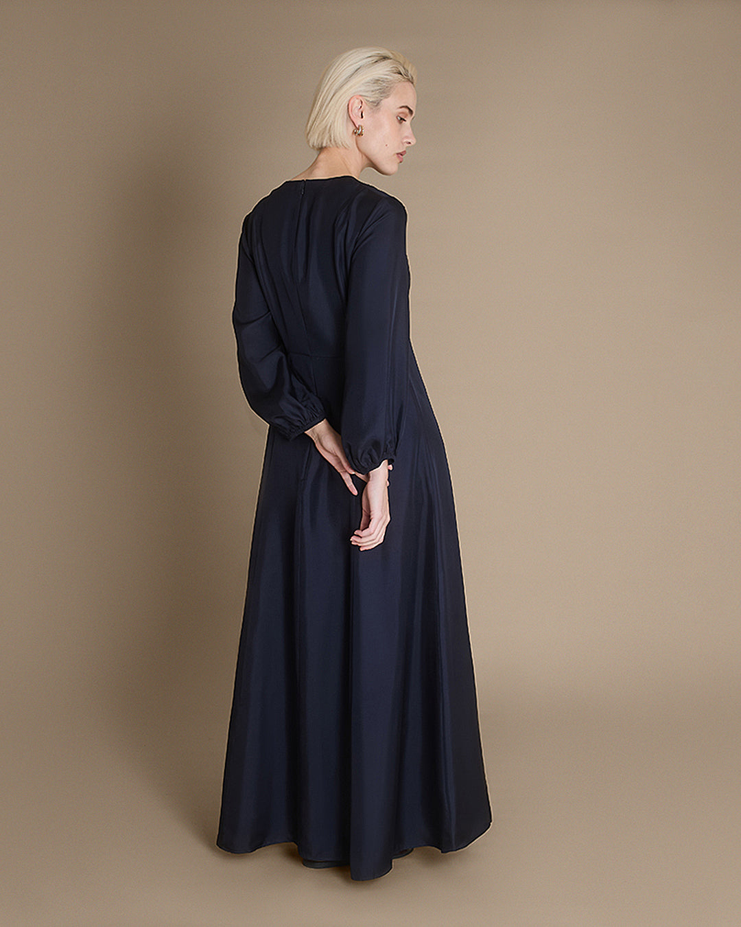 Chloe - Midnight Navy Silk Twill Dress