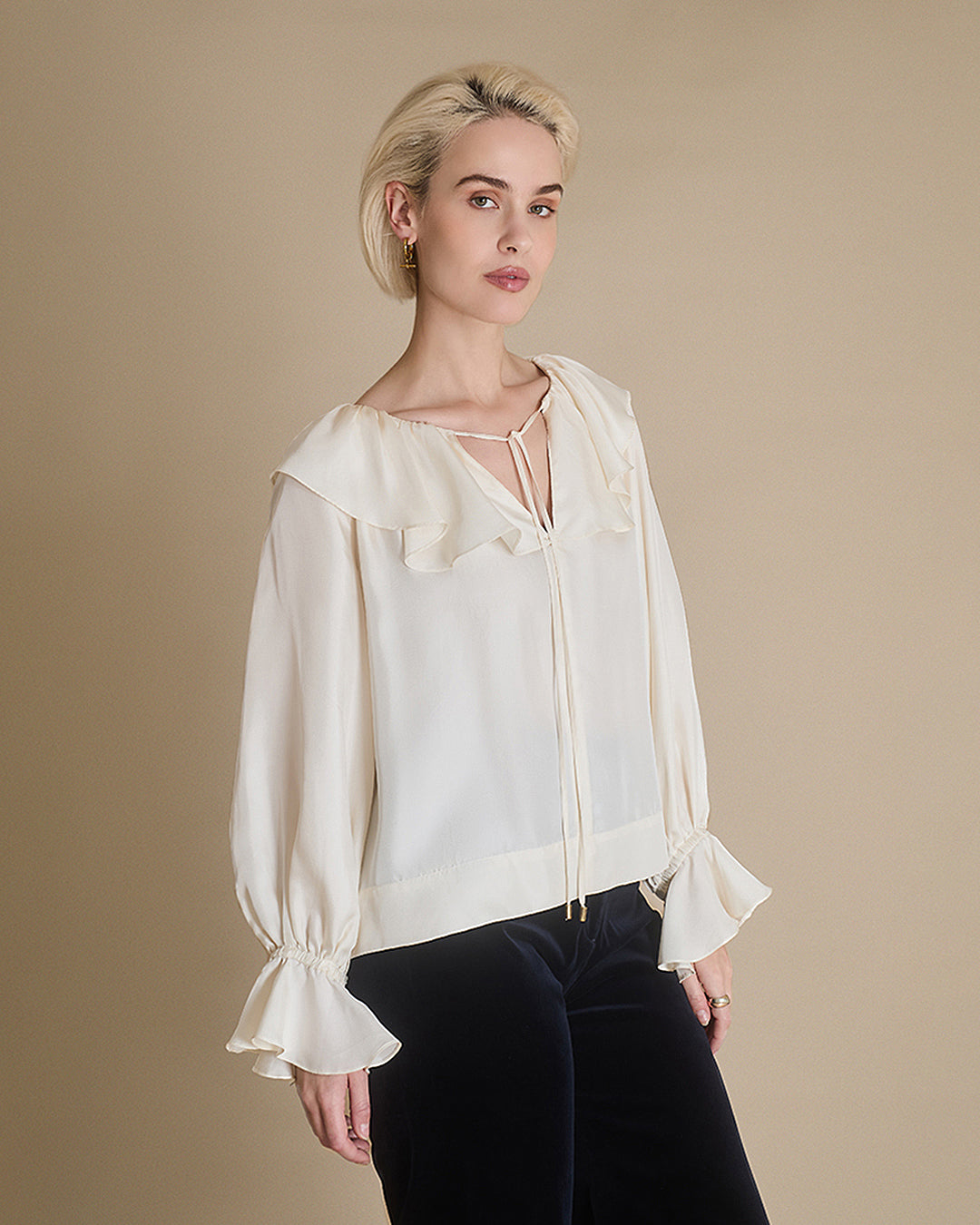 Florence - Panna Silk Twill Blouse