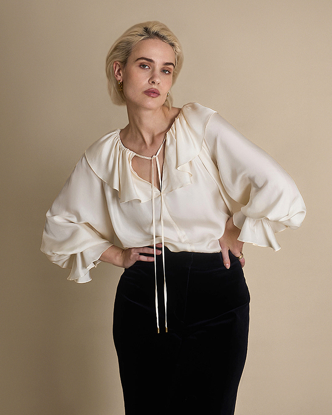 Florence - Panna Silk Twill Blouse