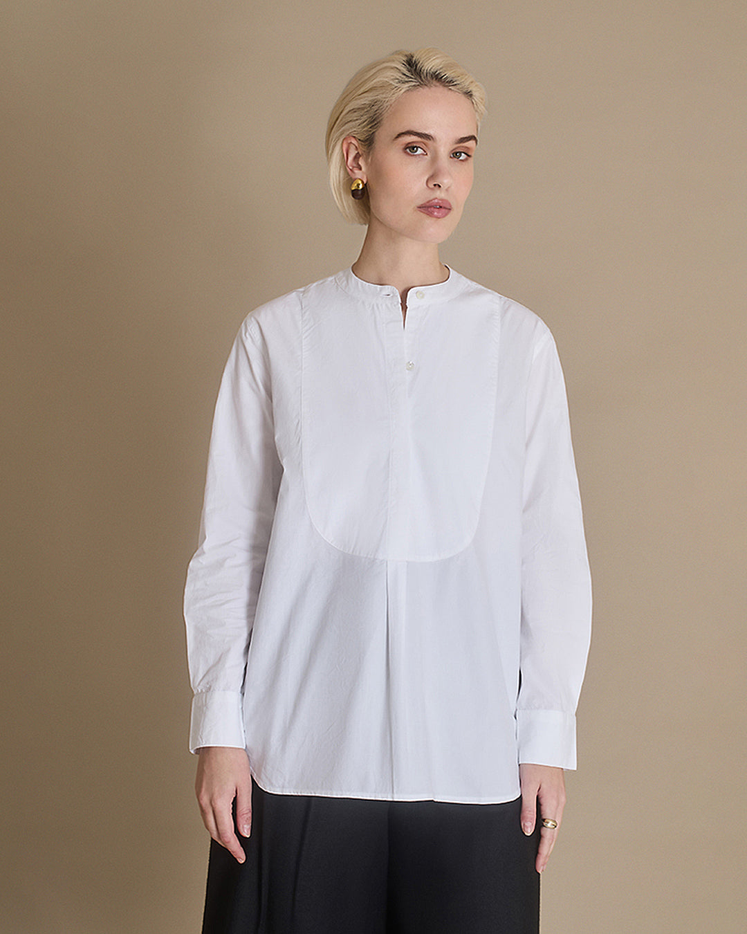Tuxedo Shirt - White Cotton Poplin