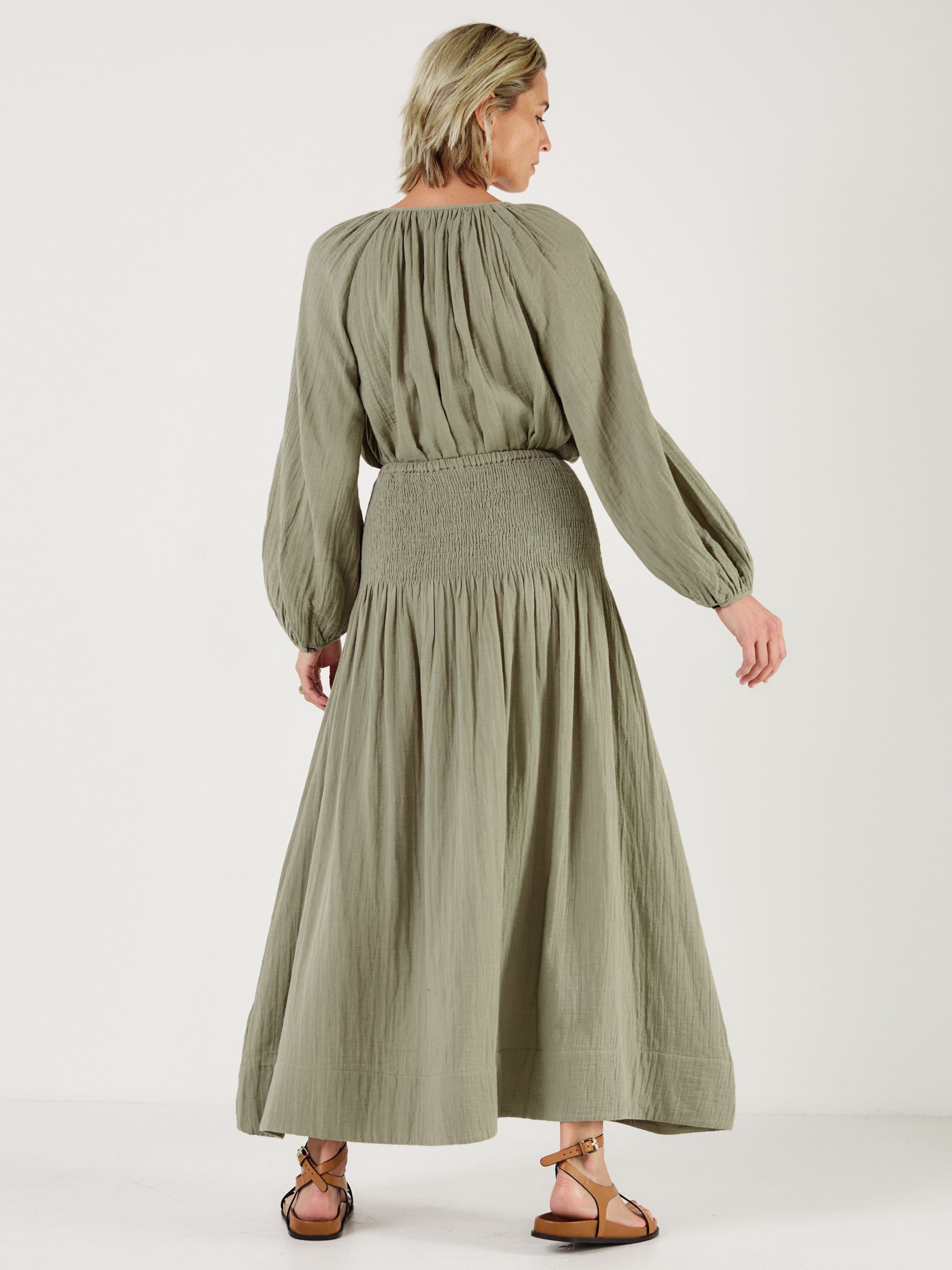 SULA - OLIVE Cotton Skirt - Mondo Corsini