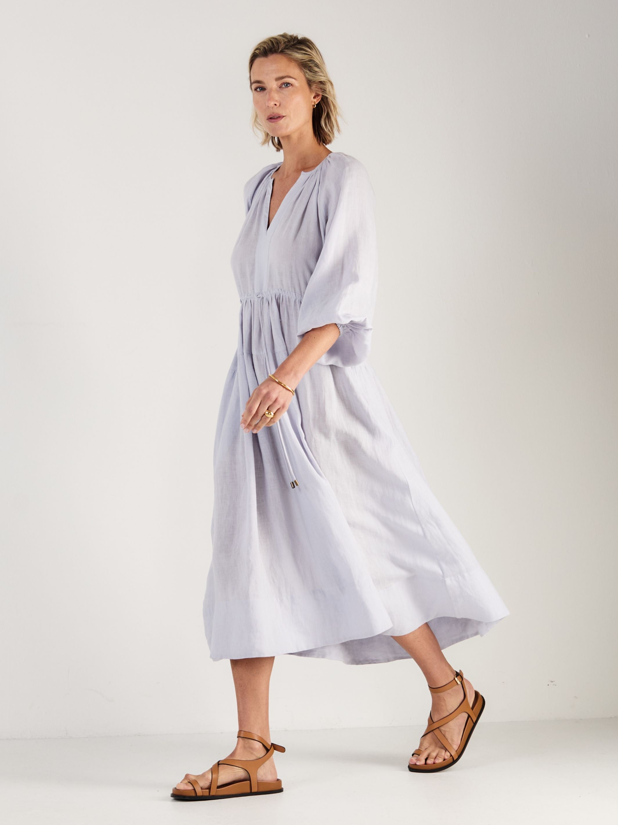 VICTORIA - MIST Linen Dress - Mondo Corsini