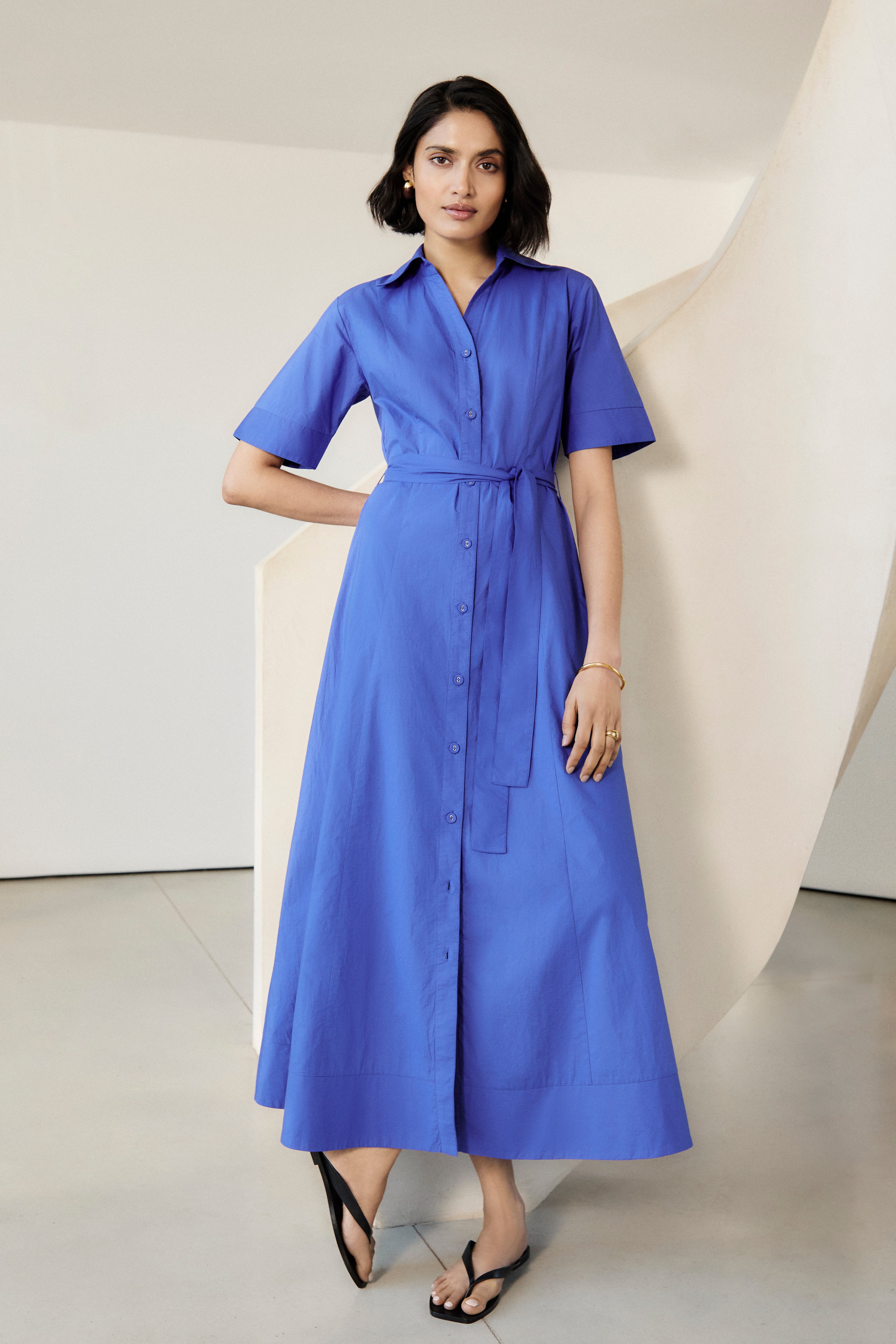 Bodhi - COBALT Cotton Poplin Dress - Mondo Corsini