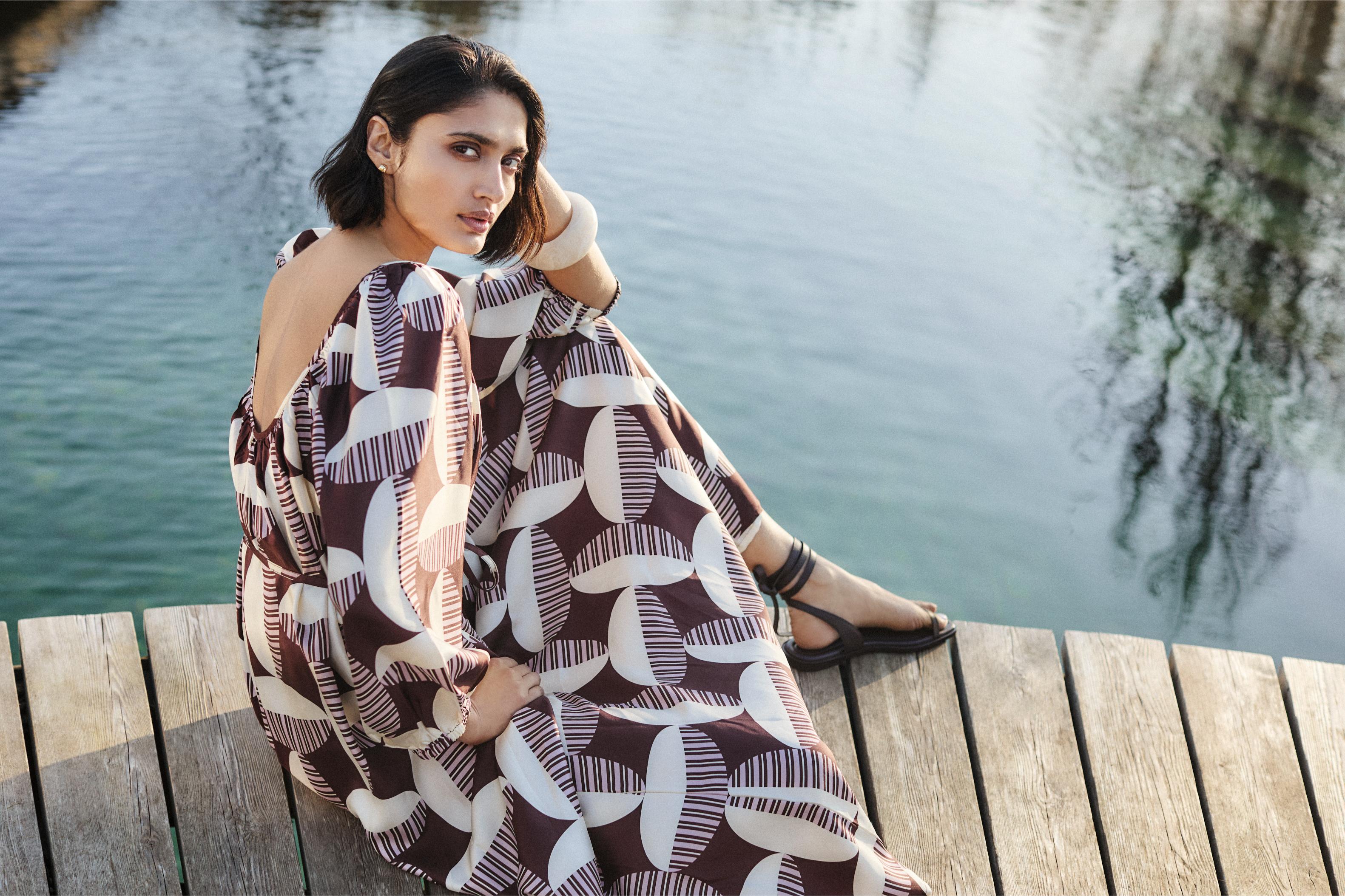 Capri - CACAO CIRCOLO Silk Dress - Mondo Corsini