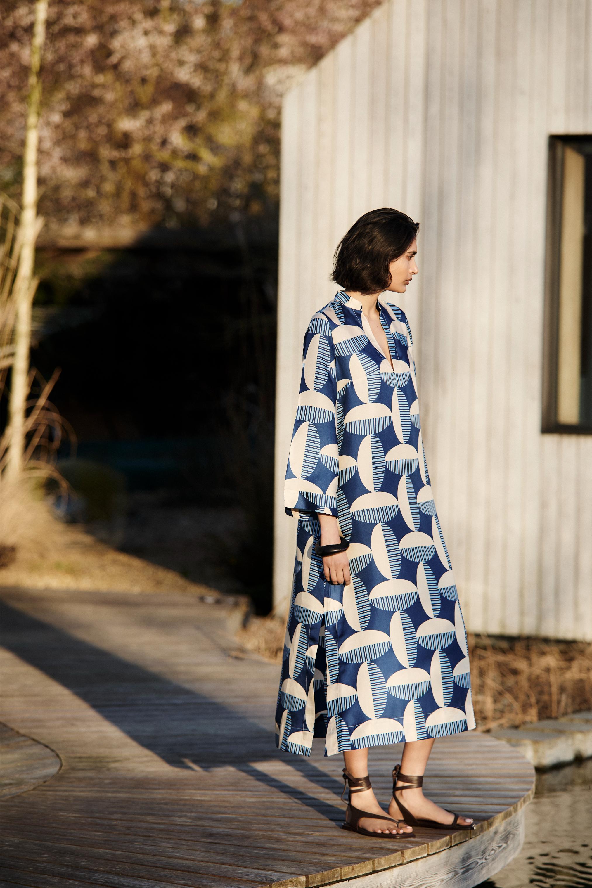 CLAIRE BLUE CIRCOLO Silk Dress - Mondo Corsini