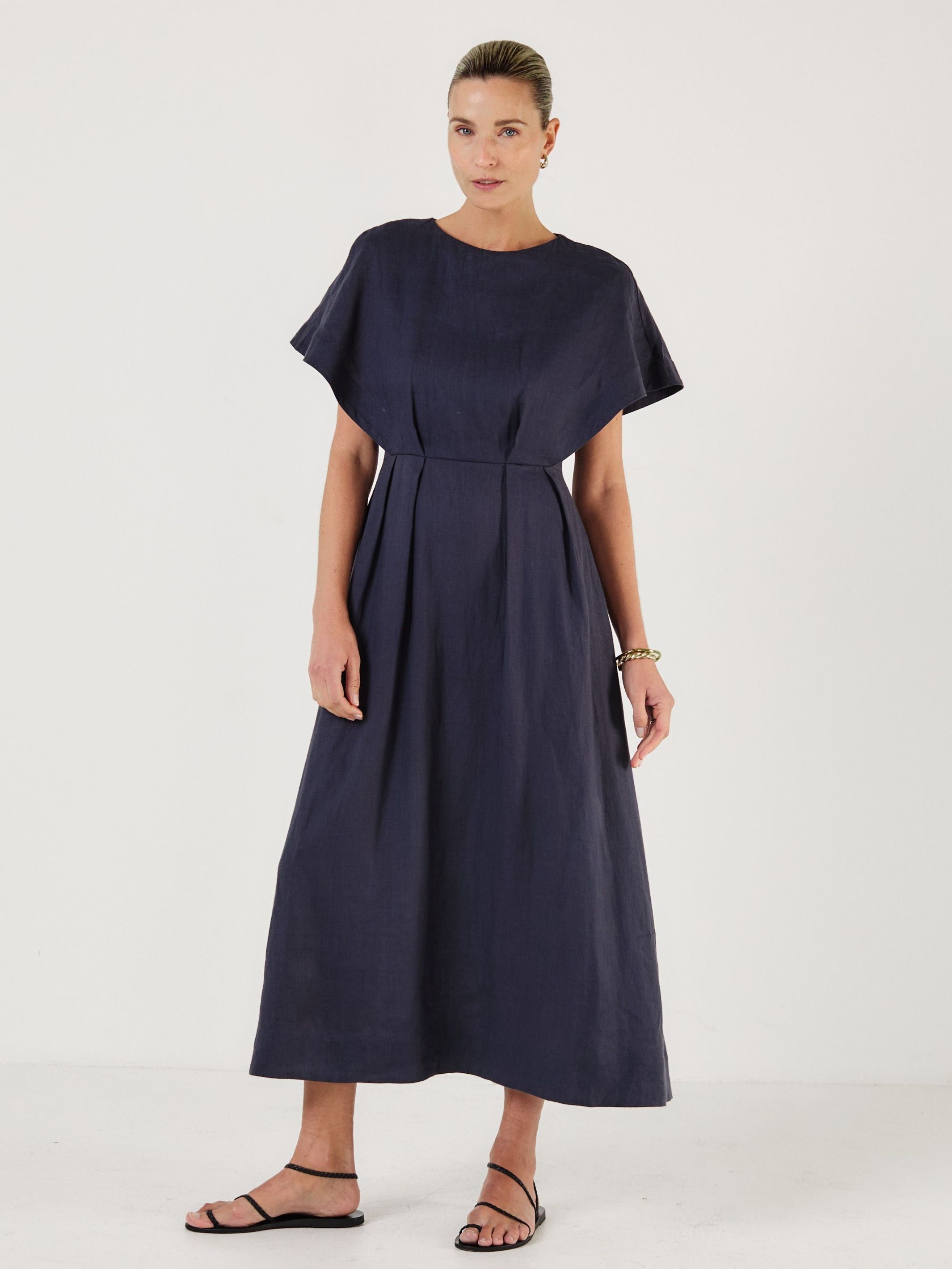 RAY - MIDNIGHT Linen Dress - Mondo Corsini